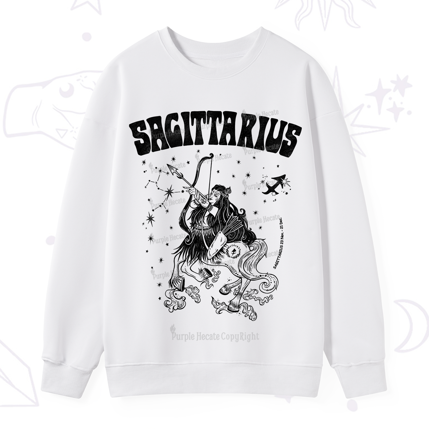 Purplehecate Sagittarius Zodiac Glyphs Sweatshirt