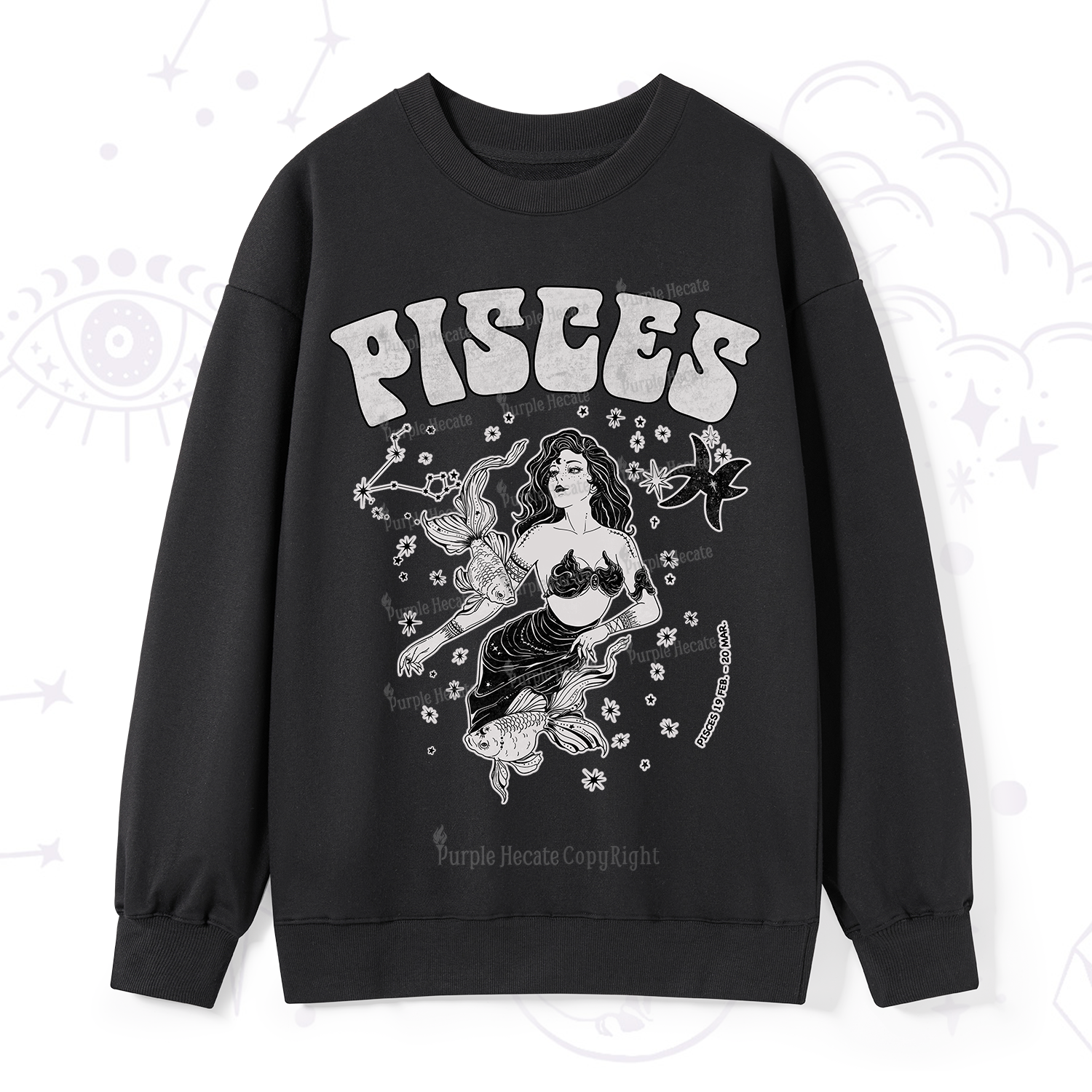 Purplehecate Pisces Zodiac Glyphs Sweatshirt
