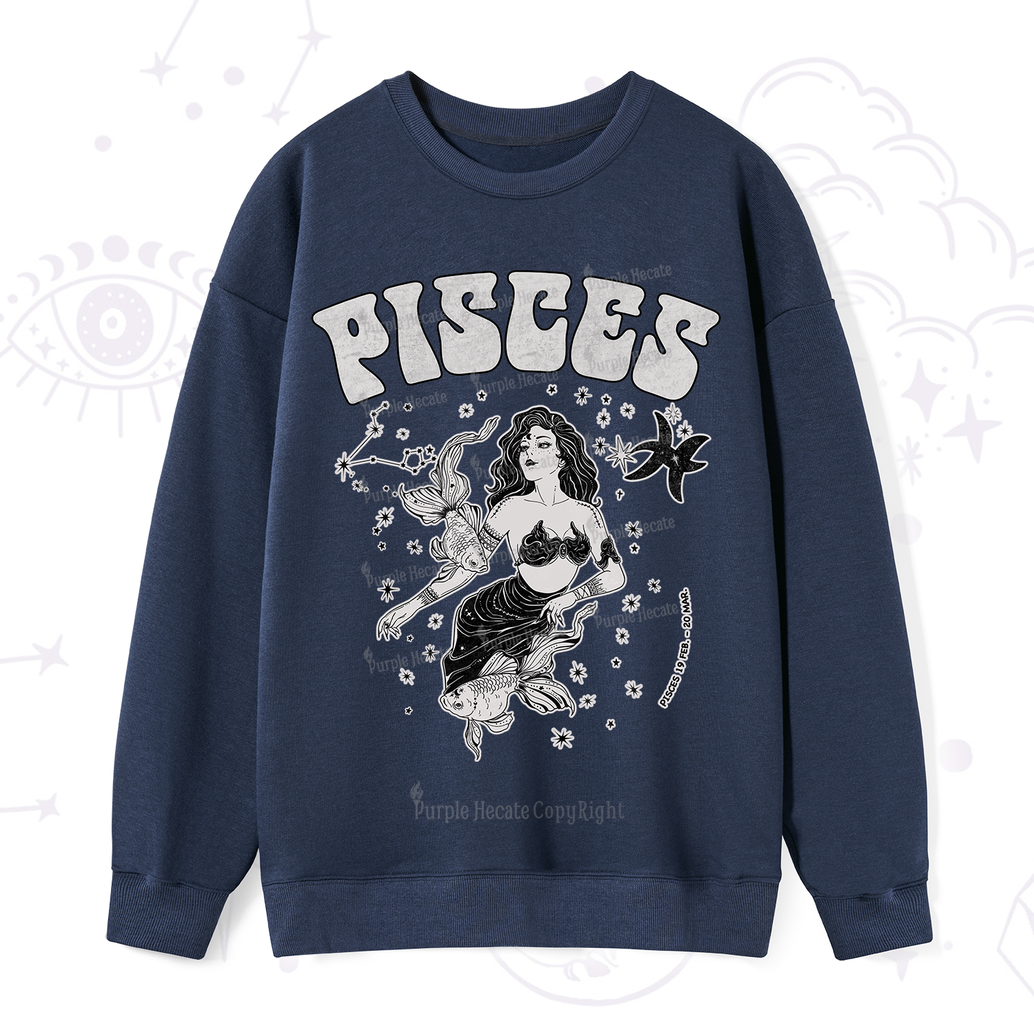 Purplehecate Pisces Zodiac Glyphs Sweatshirt