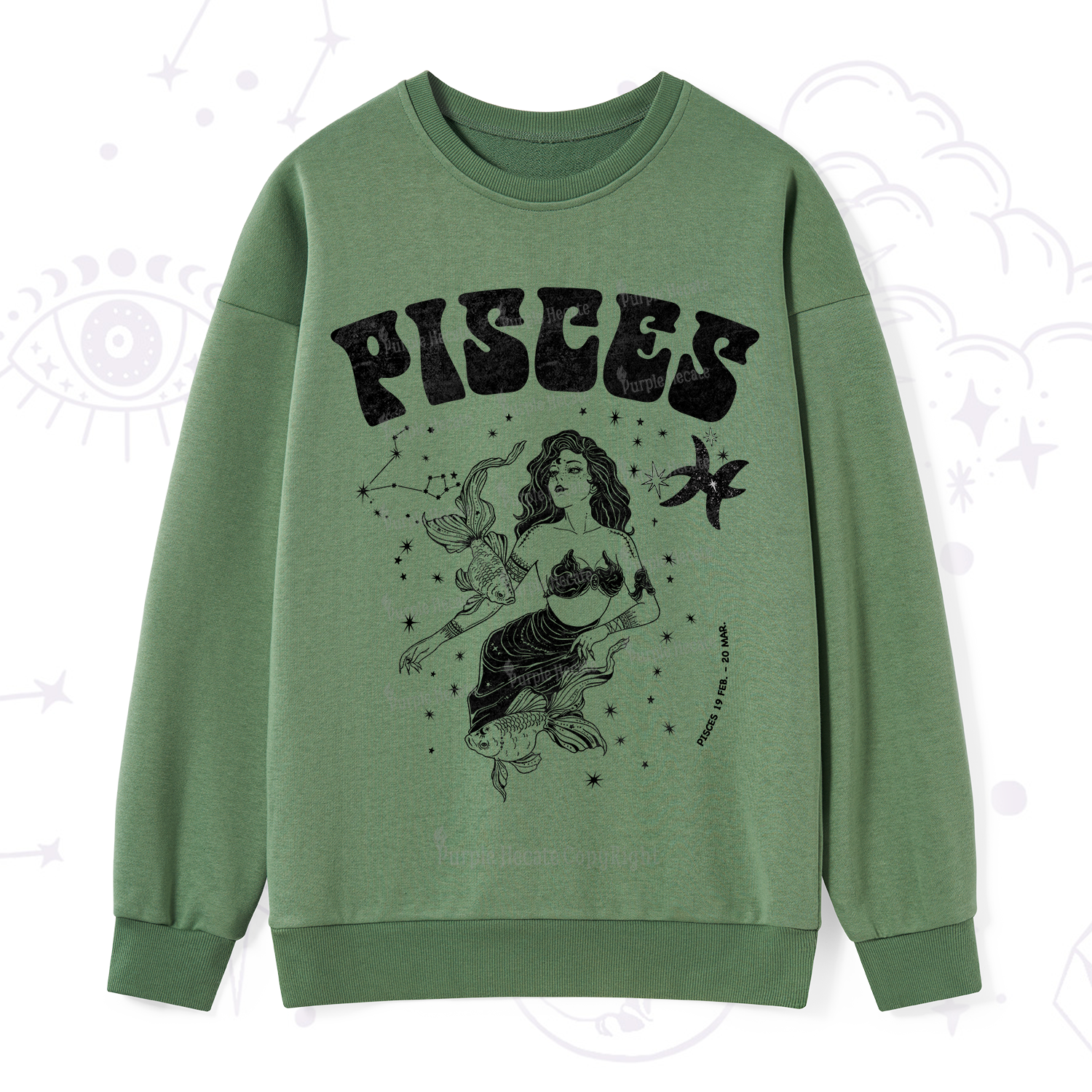 Purplehecate Pisces Zodiac Glyphs Sweatshirt