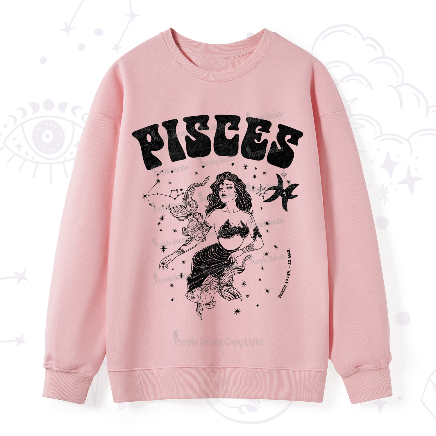 Purplehecate Pisces Zodiac Glyphs Sweatshirt