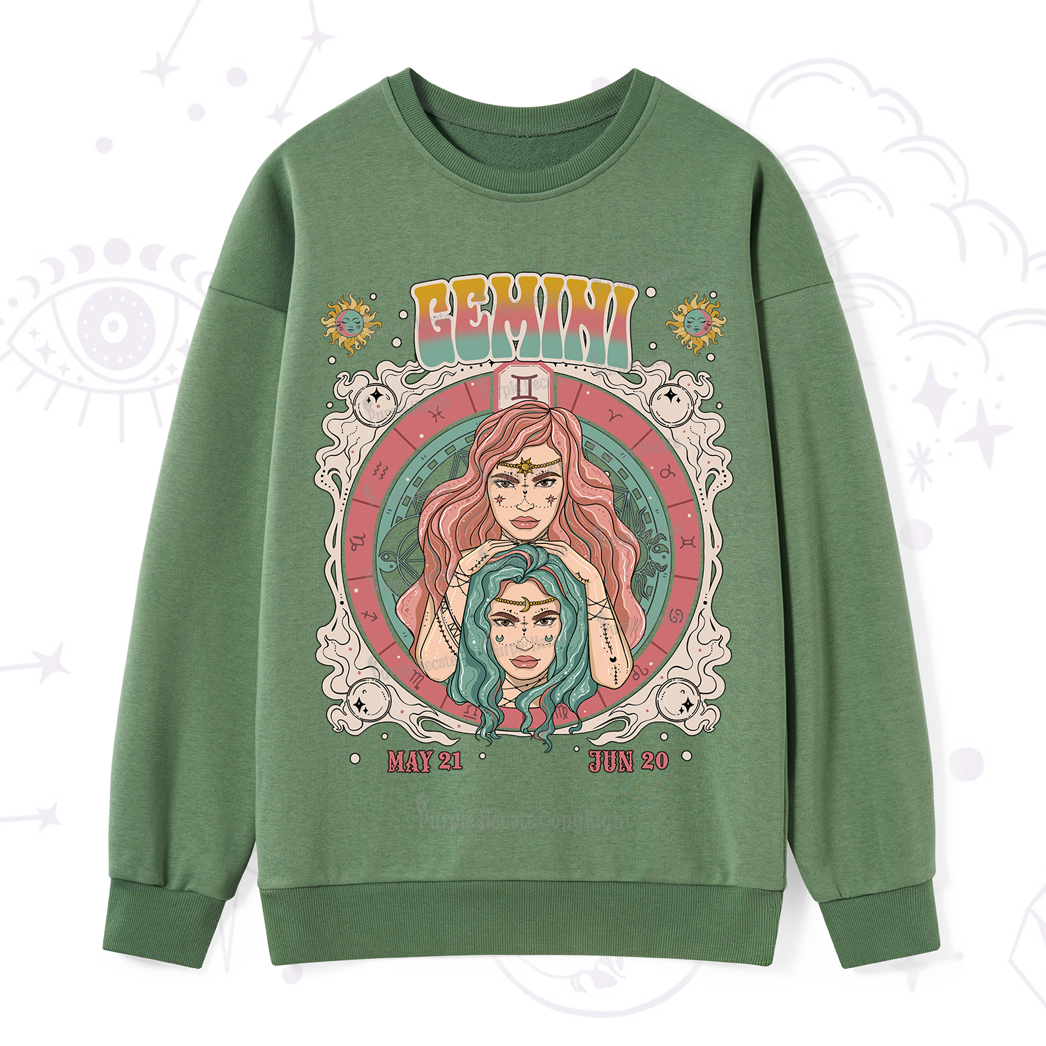Purplehecate Gemini Cosmic Zodiac Sweatshirt