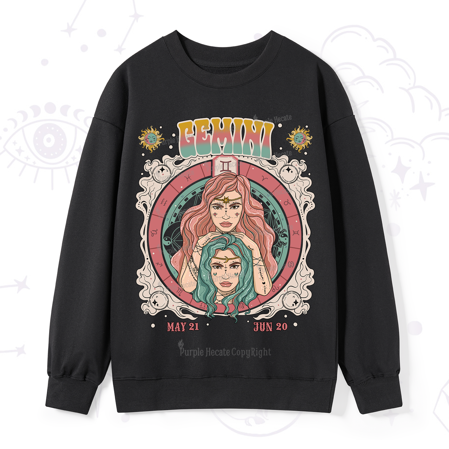 Purplehecate Gemini Cosmic Zodiac Sweatshirt