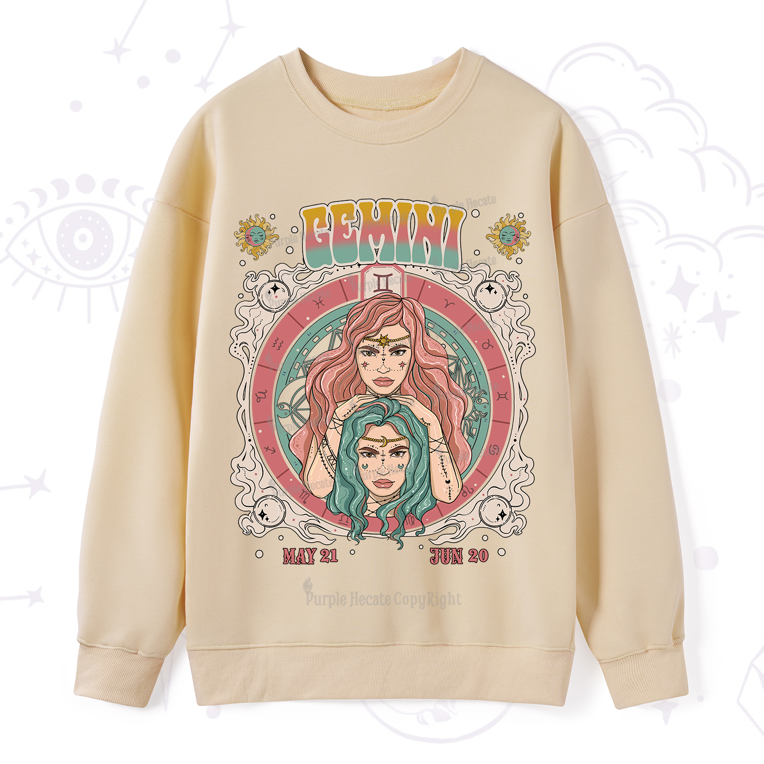 Purplehecate Gemini Cosmic Zodiac Sweatshirt