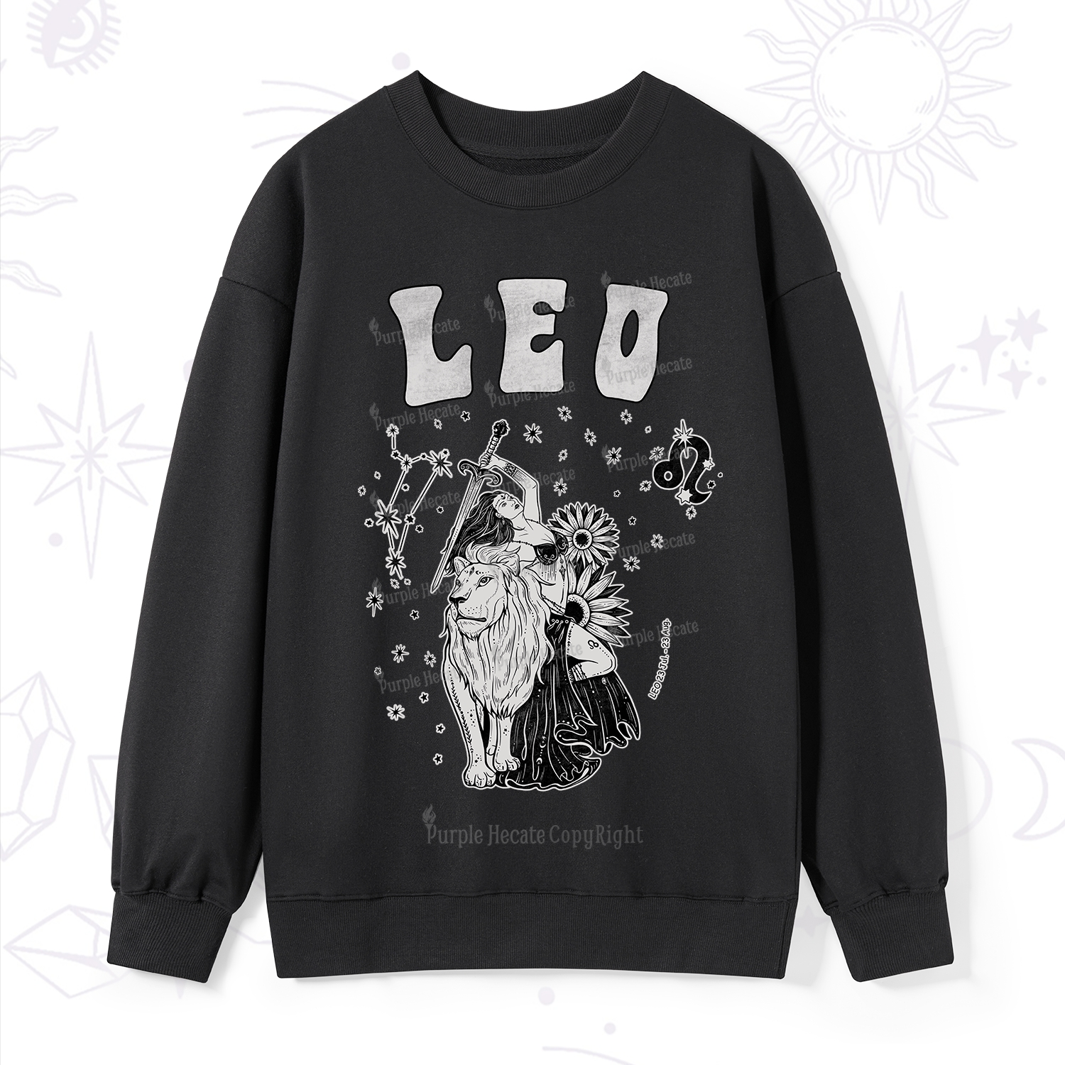 Purplehecate Leo Zodiac Glyphs  Sweatshirt