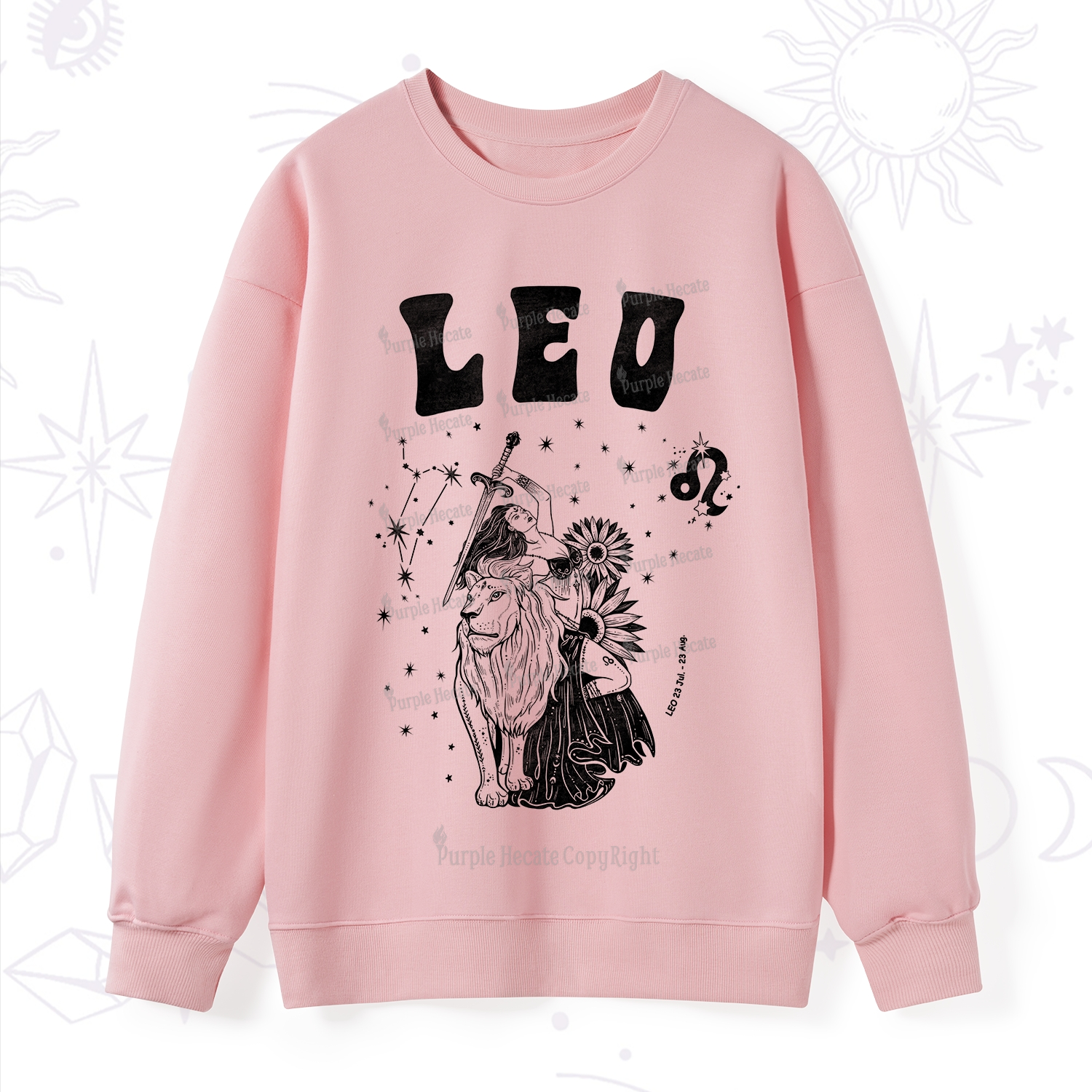 Purplehecate Leo Zodiac Glyphs  Sweatshirt