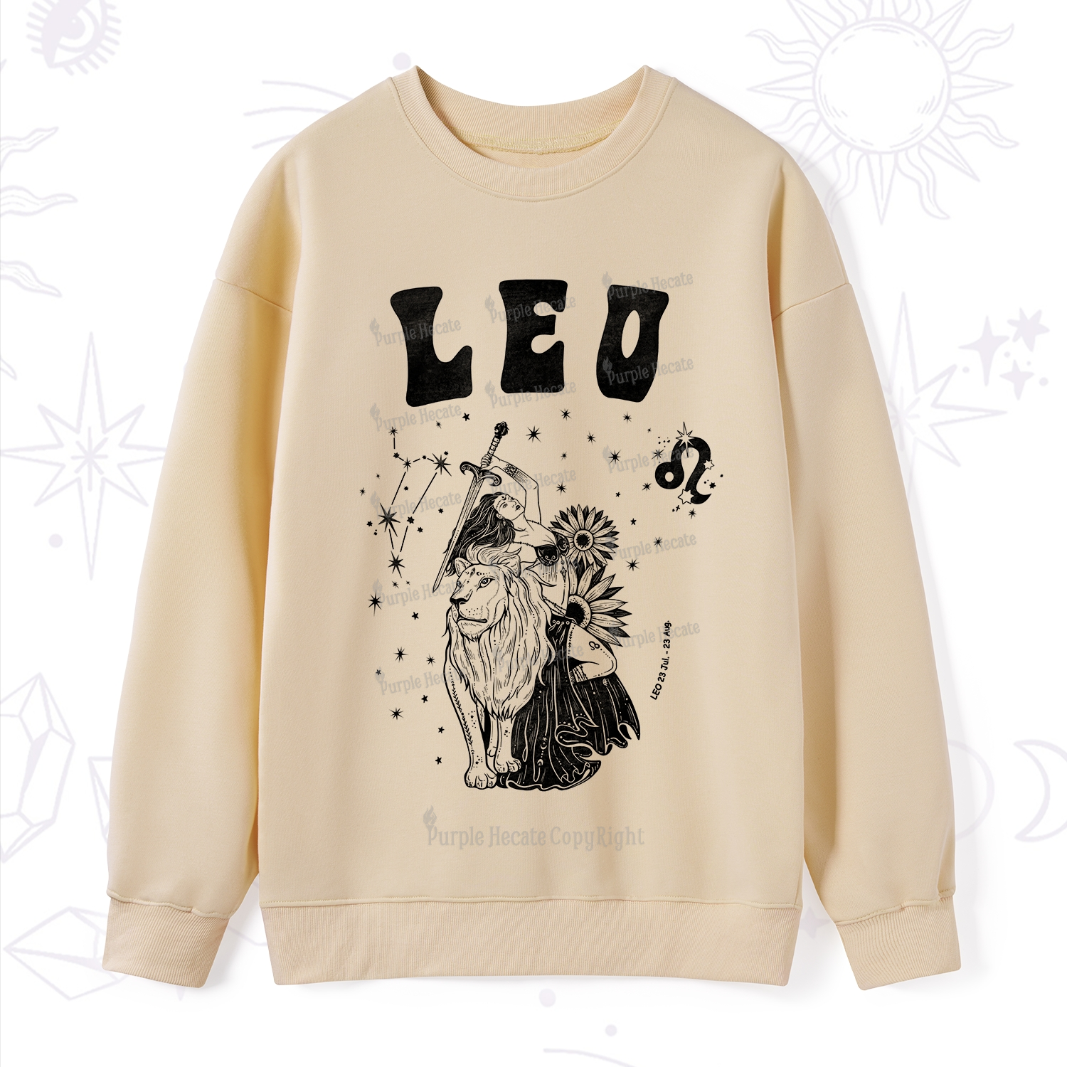 Purplehecate Leo Zodiac Glyphs  Sweatshirt