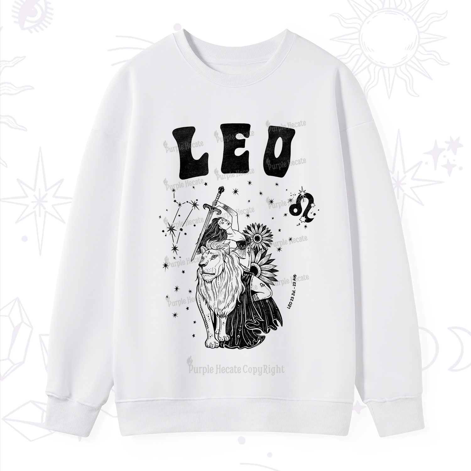 Purplehecate Leo Zodiac Glyphs  Sweatshirt