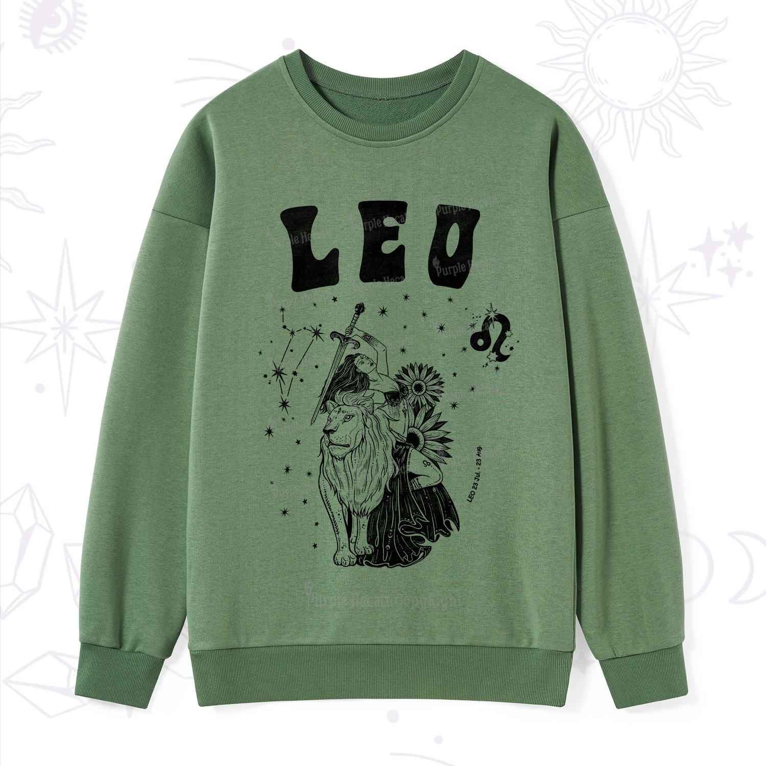 Purplehecate Leo Zodiac Glyphs  Sweatshirt