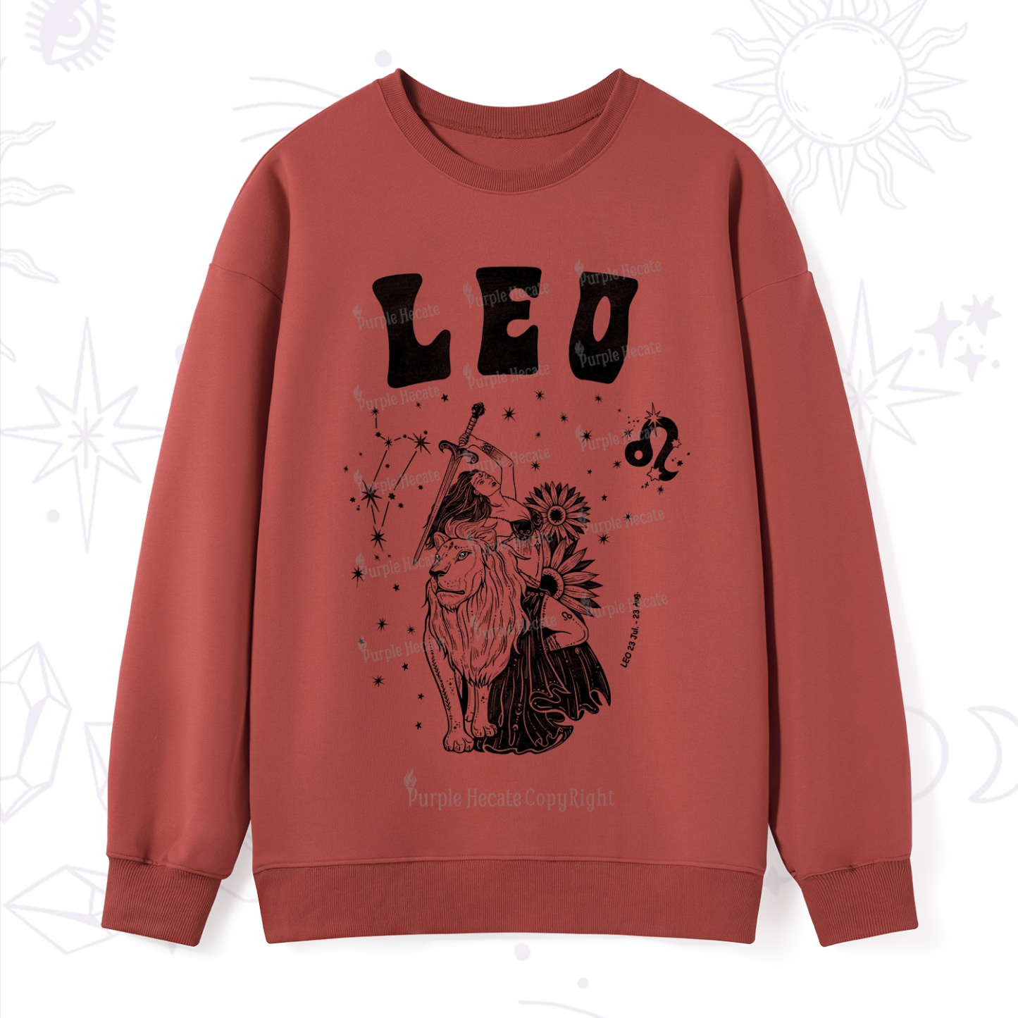 Purplehecate Leo Zodiac Glyphs  Sweatshirt