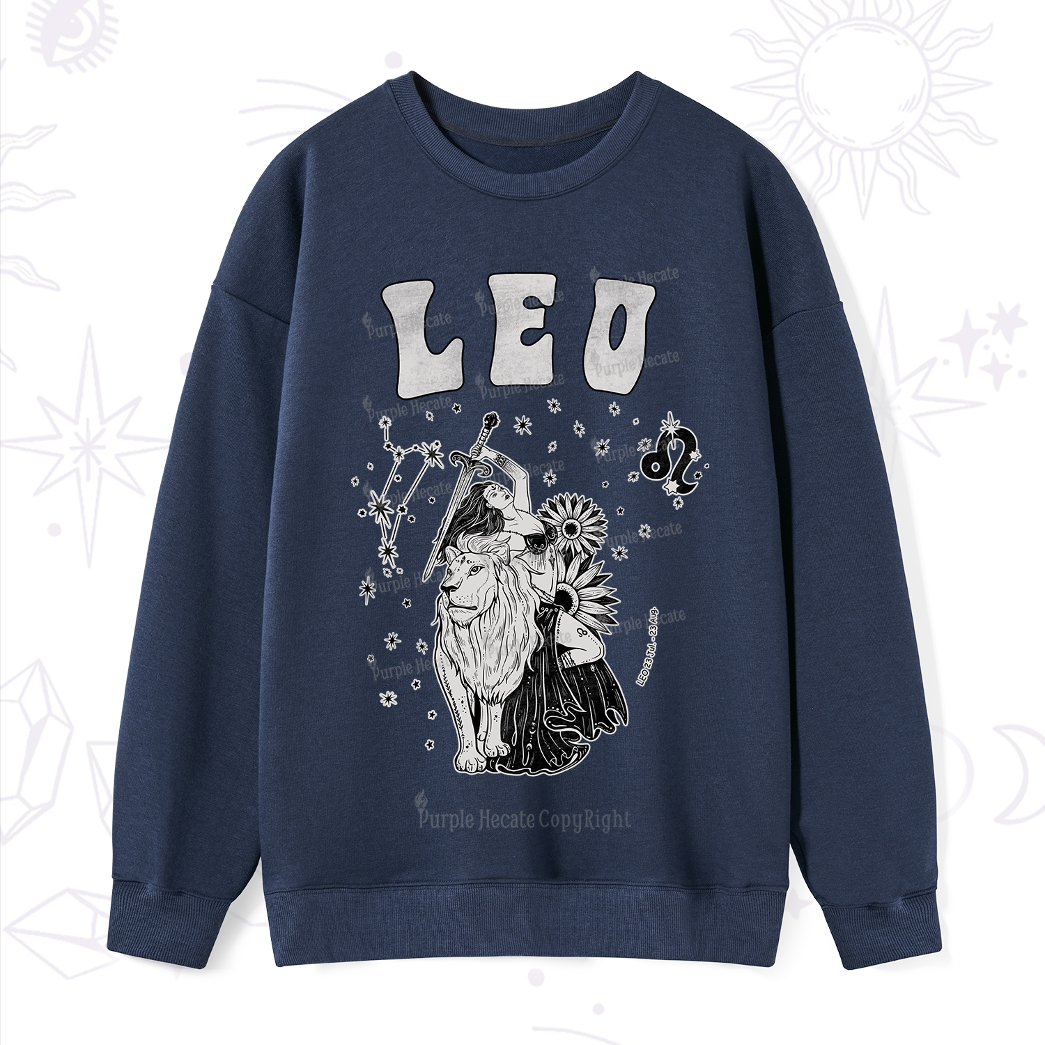 Purplehecate Leo Zodiac Glyphs  Sweatshirt
