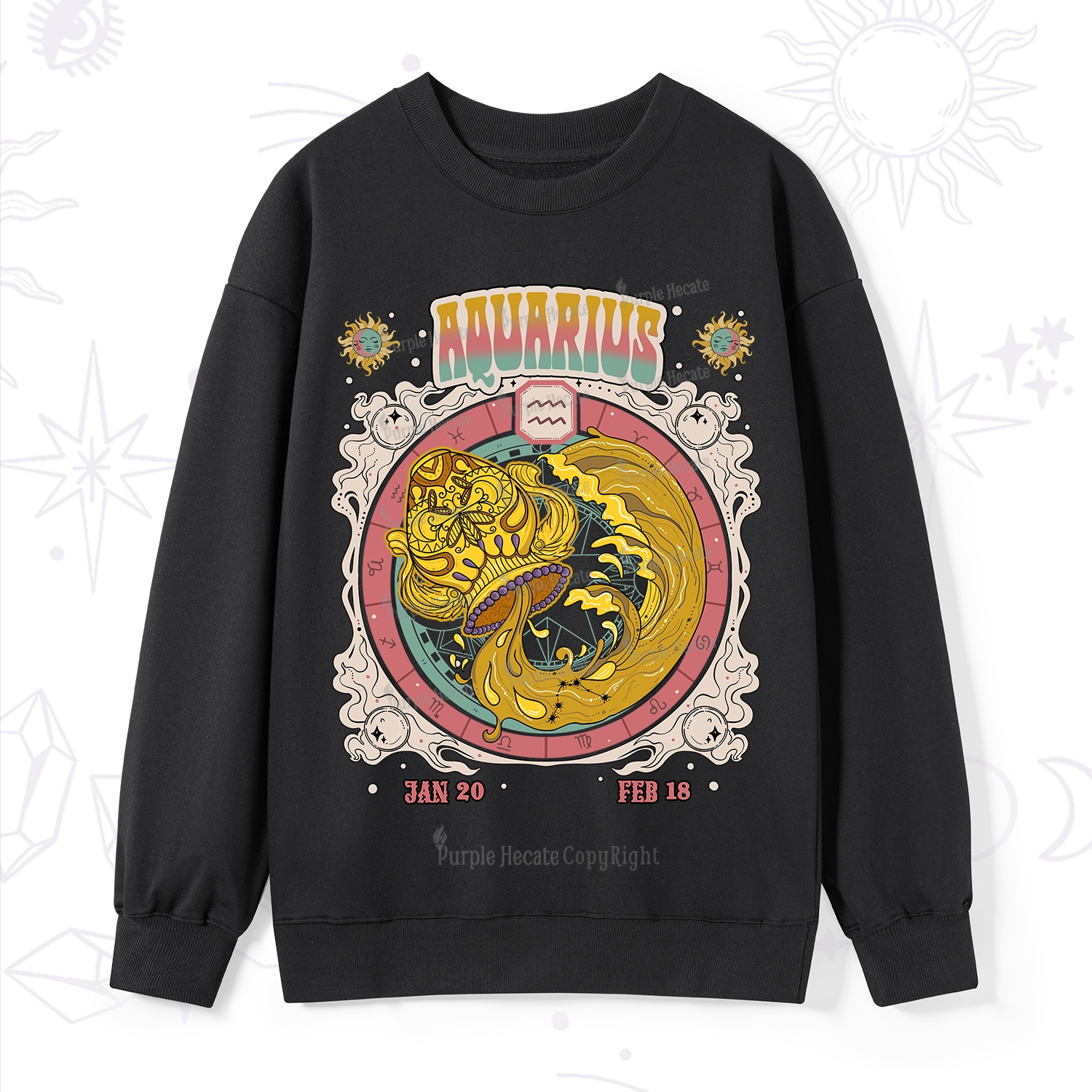 Purplehecate Aquarius Cosmic Zodiac Sweatshirt