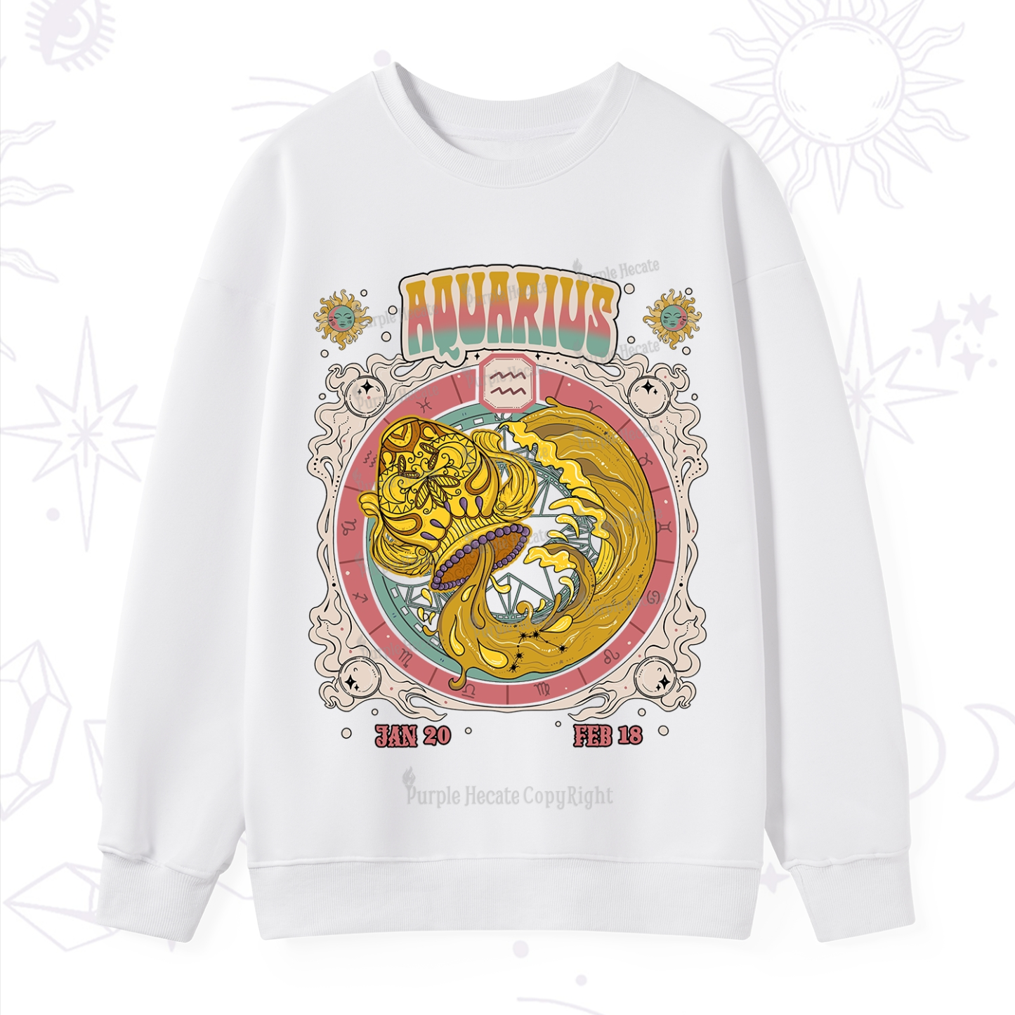 Purplehecate Aquarius Cosmic Zodiac Sweatshirt