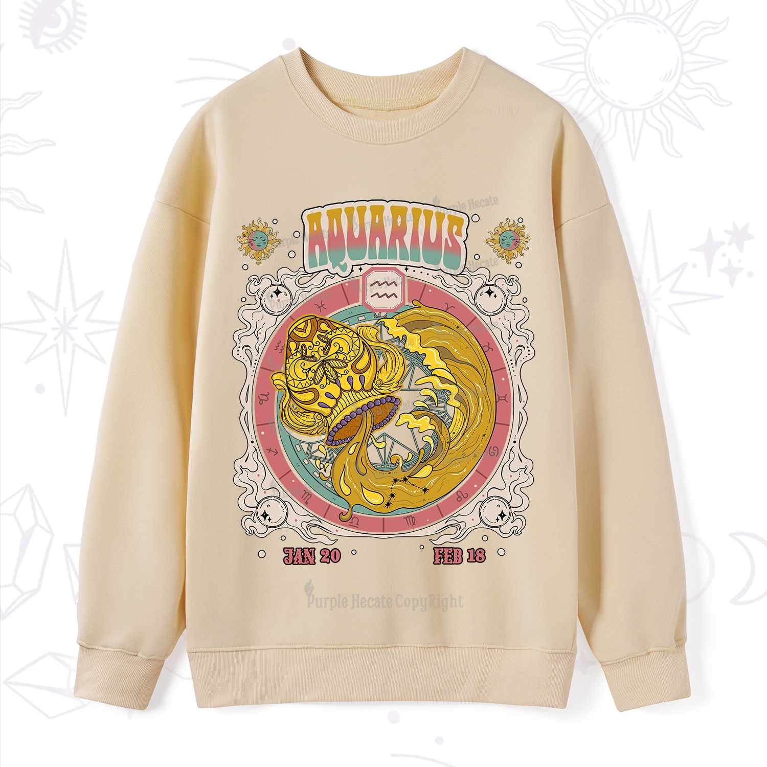 Purplehecate Aquarius Cosmic Zodiac Sweatshirt
