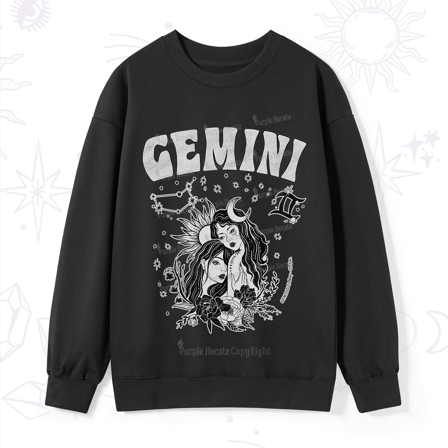 Purplehecate Gemini Zodiac Glyphs  Sweatshirt