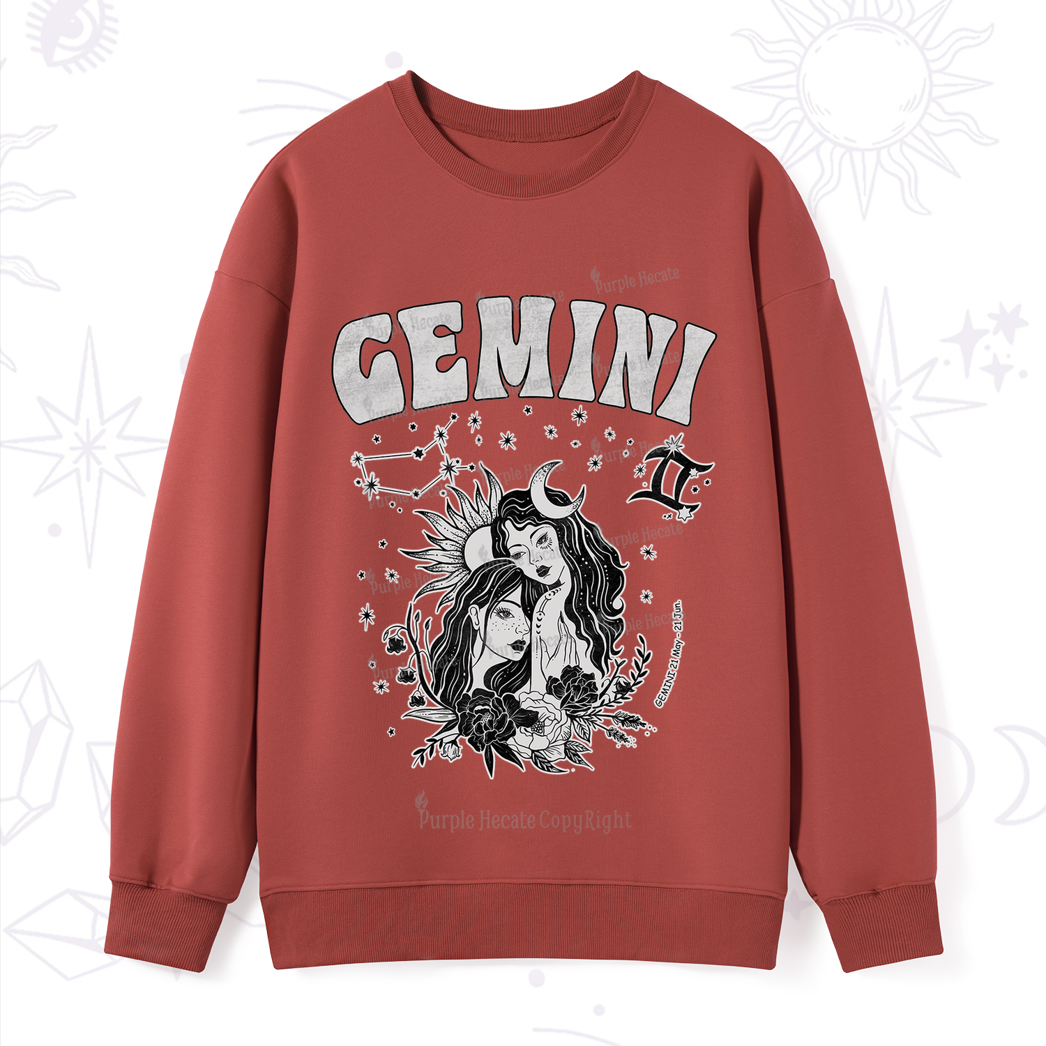 Purplehecate Gemini Zodiac Glyphs  Sweatshirt