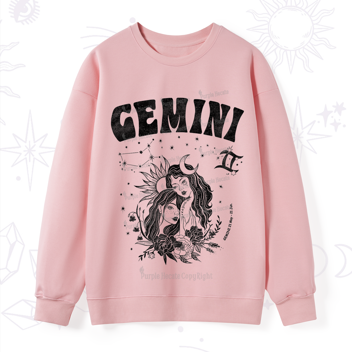 Purplehecate Gemini Zodiac Glyphs  Sweatshirt
