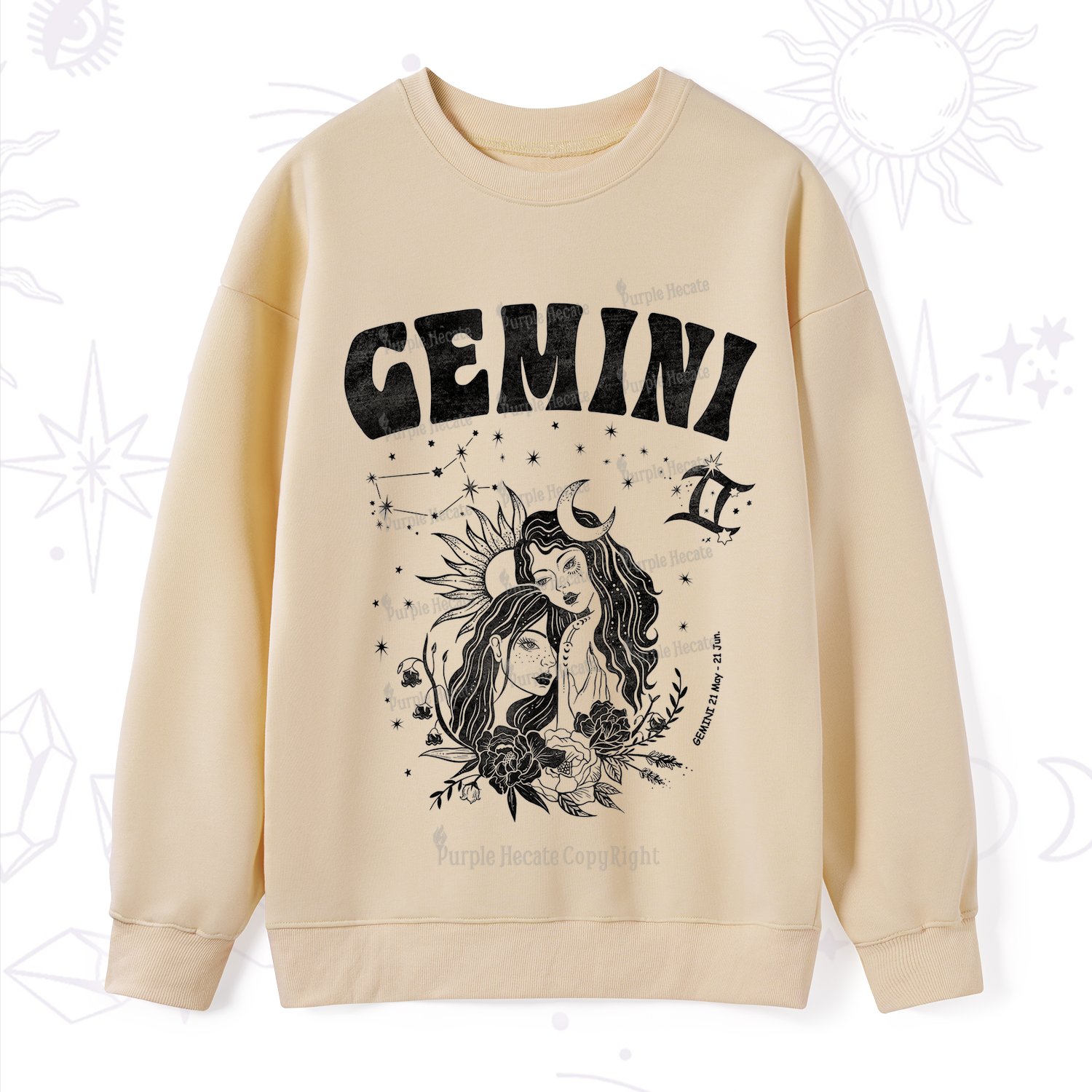 Purplehecate Gemini Zodiac Glyphs  Sweatshirt