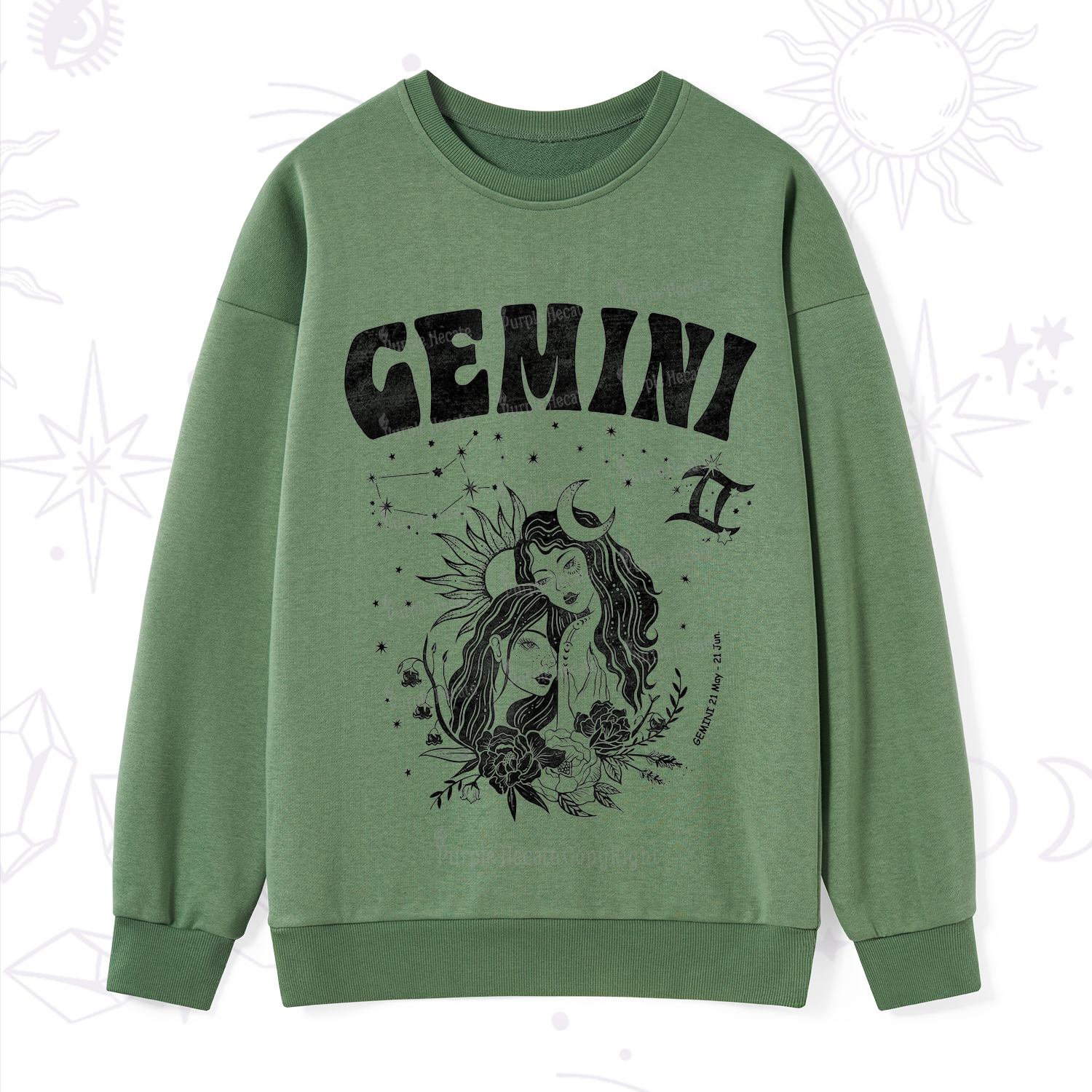 Purplehecate Gemini Zodiac Glyphs  Sweatshirt