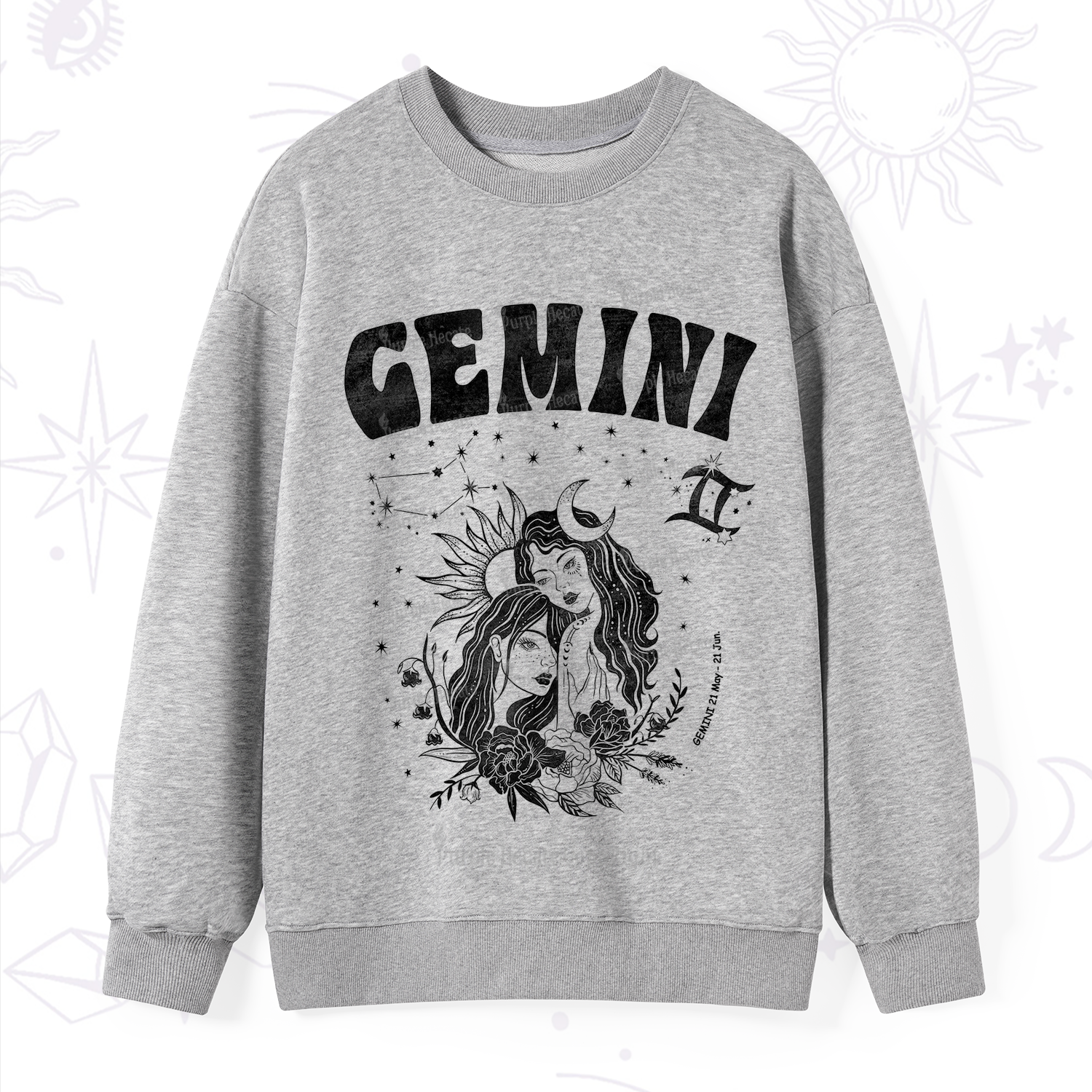 Purplehecate Gemini Zodiac Glyphs  Sweatshirt