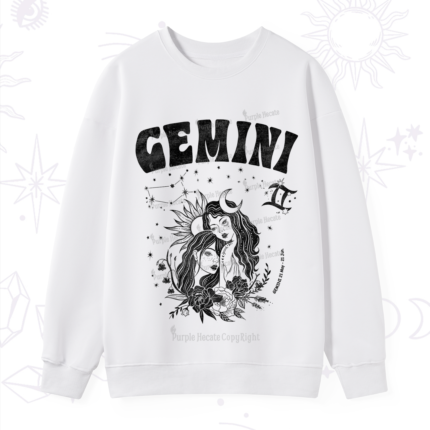 Purplehecate Gemini Zodiac Glyphs  Sweatshirt