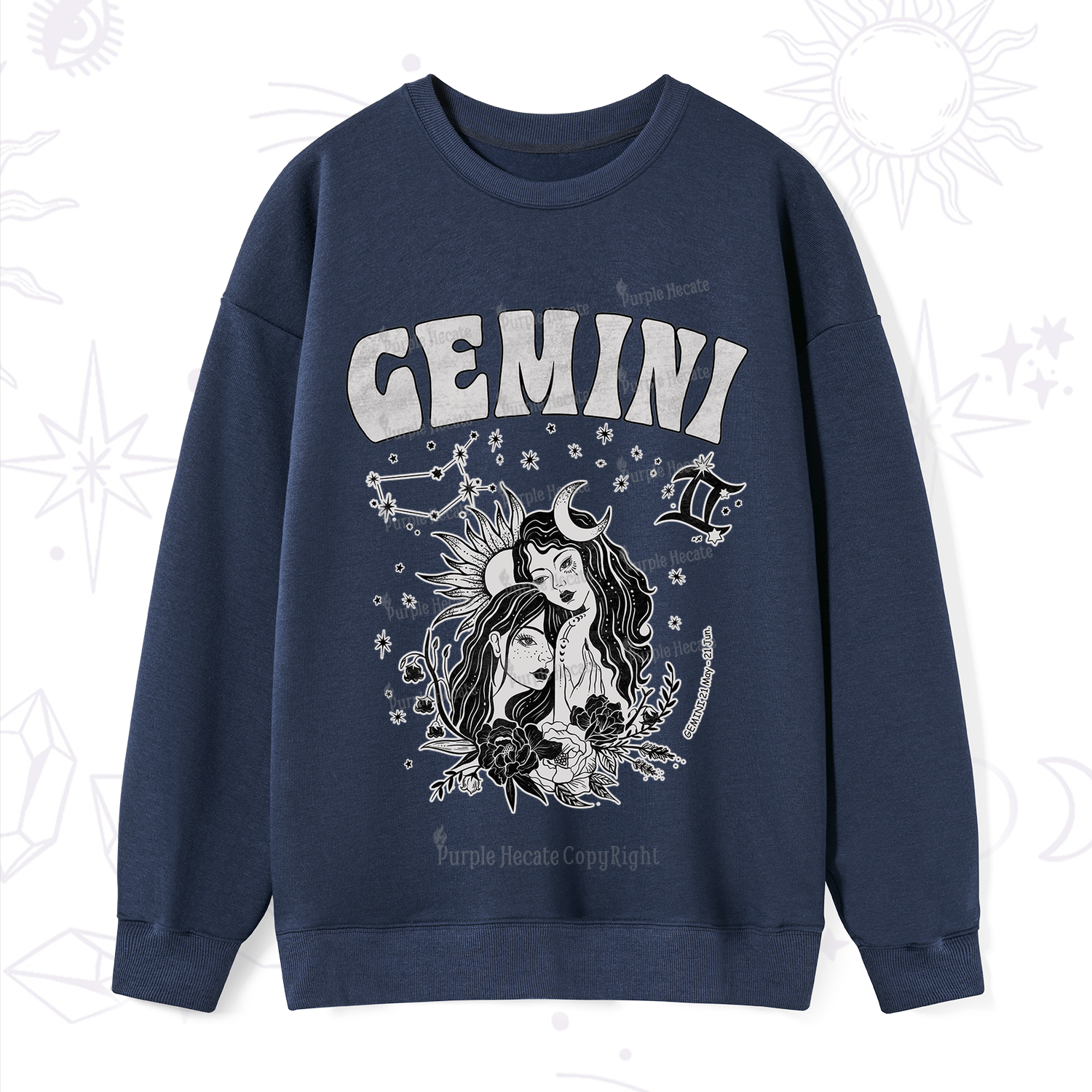 Purplehecate Gemini Zodiac Glyphs  Sweatshirt