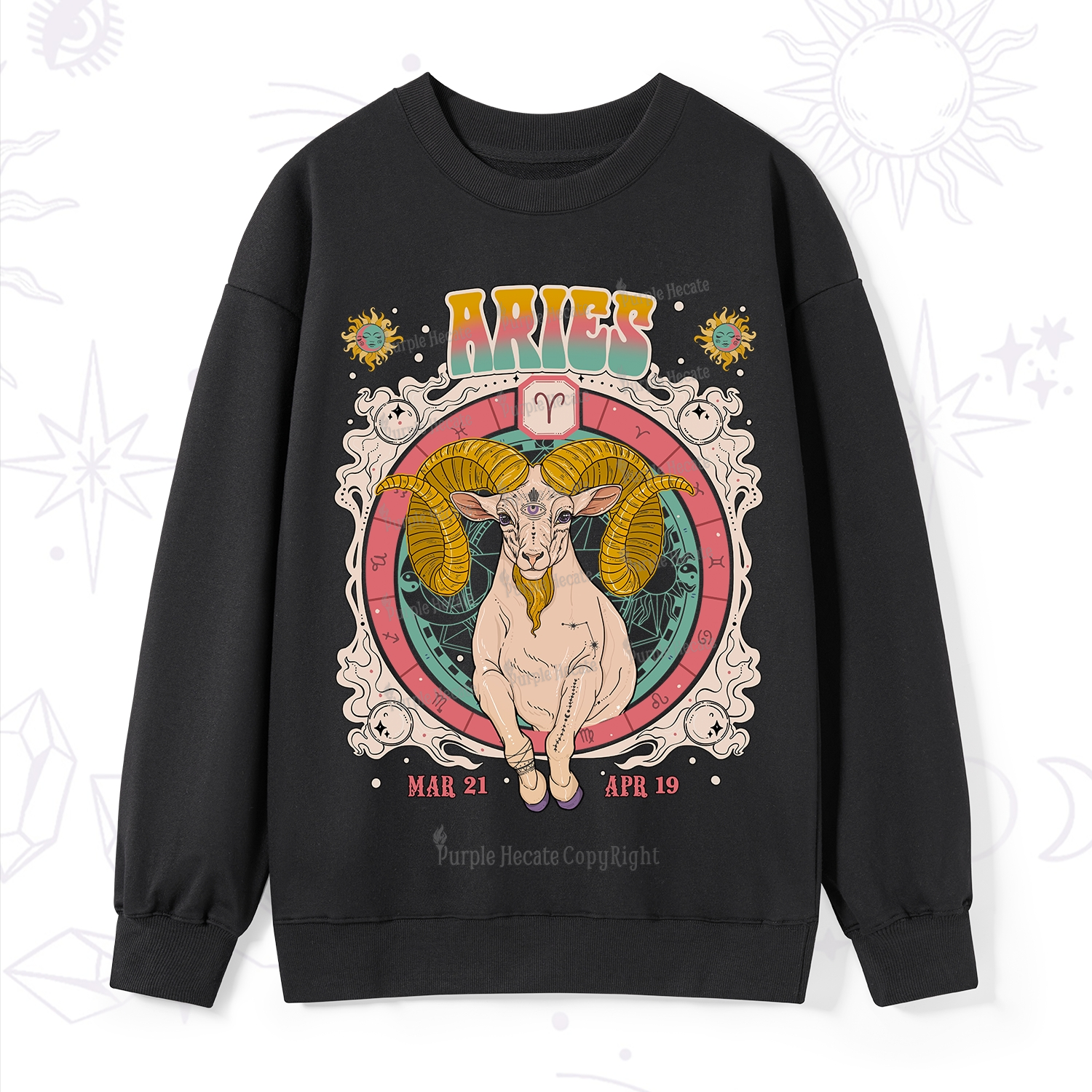 Purplehecate Aries Cosmic Zodiac Sweatshirt