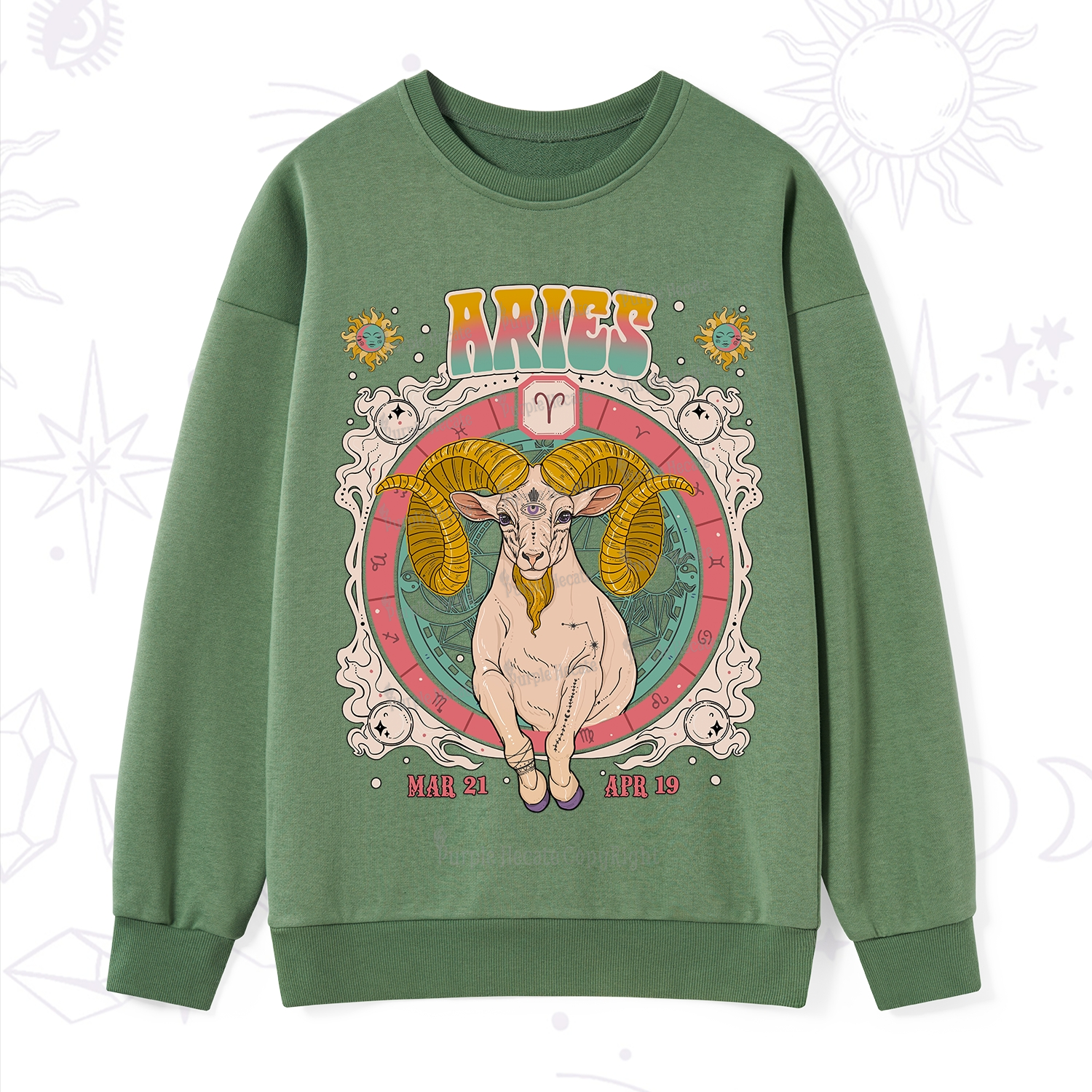 Purplehecate Aries Cosmic Zodiac Sweatshirt