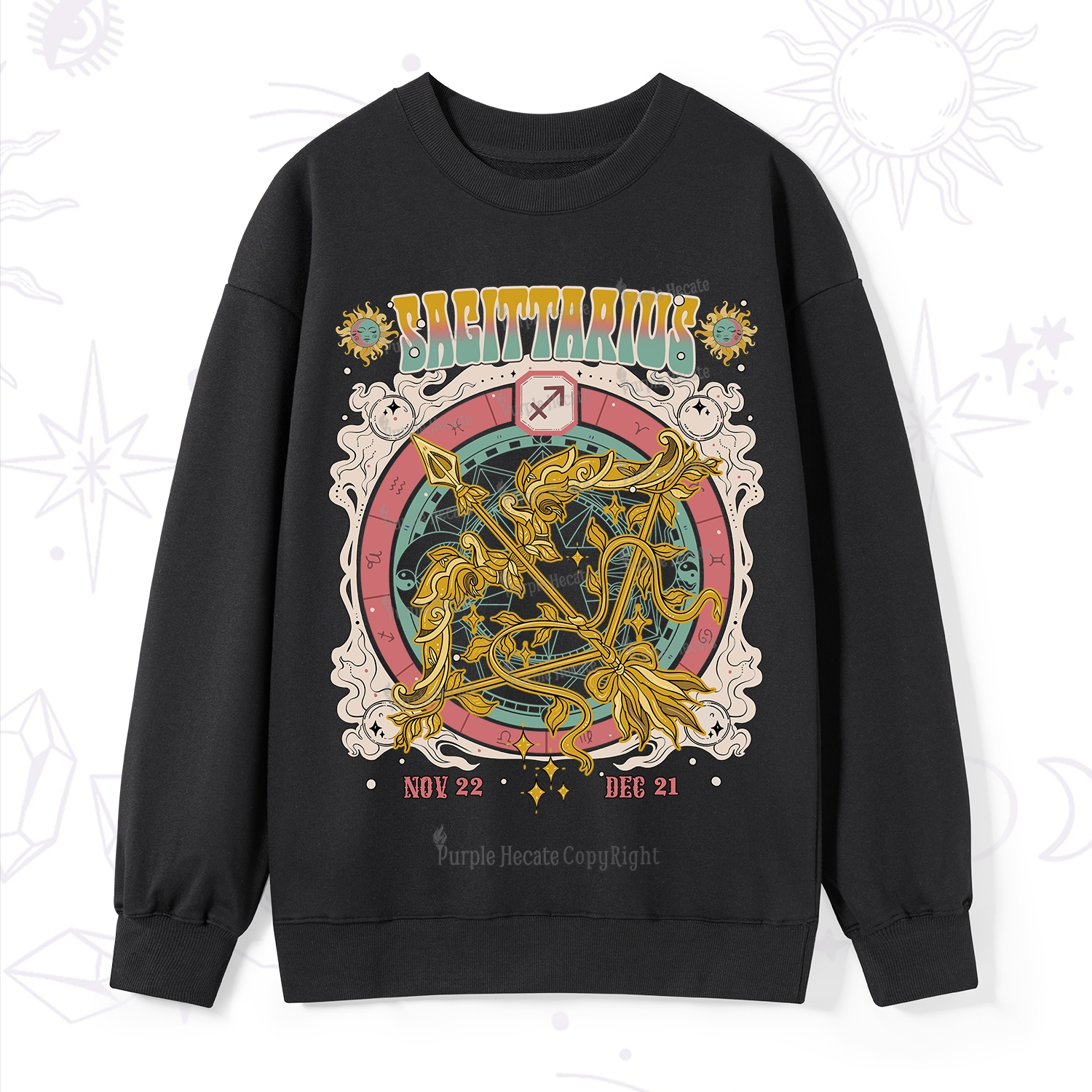 Purplehecate Sagittarius Cosmic Zodiac Sweatshirt