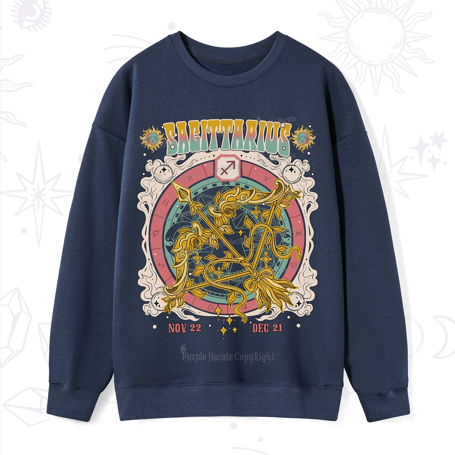 Purplehecate Sagittarius Cosmic Zodiac Sweatshirt