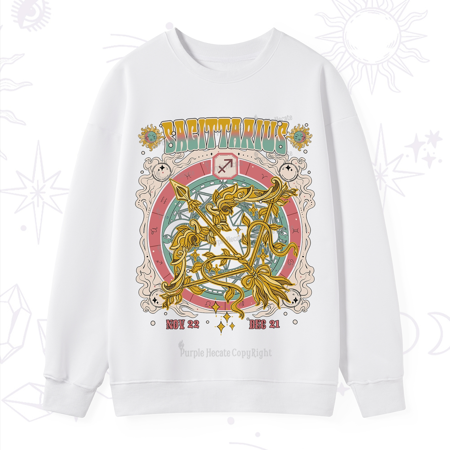 Purplehecate Sagittarius Cosmic Zodiac Sweatshirt