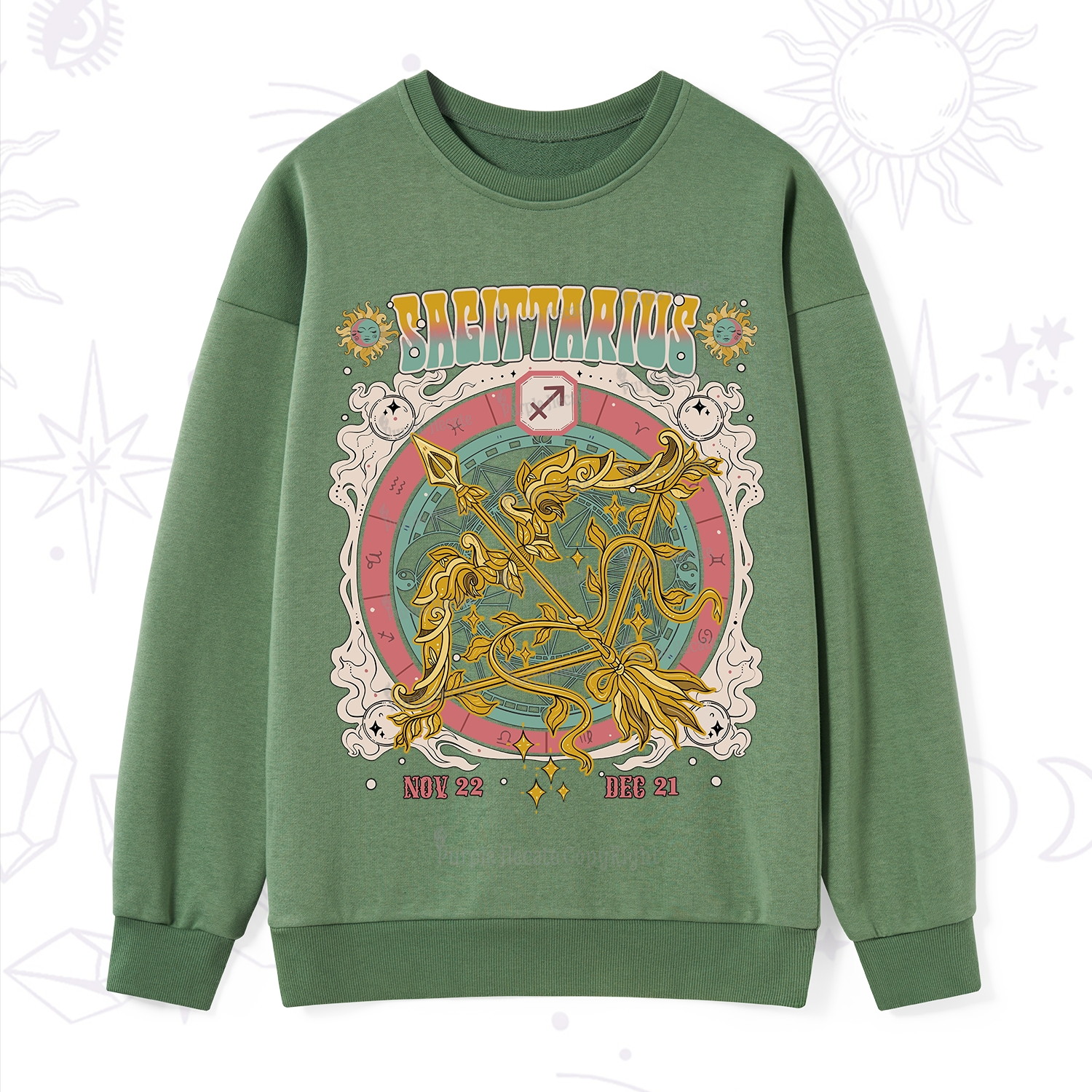 Purplehecate Sagittarius Cosmic Zodiac Sweatshirt