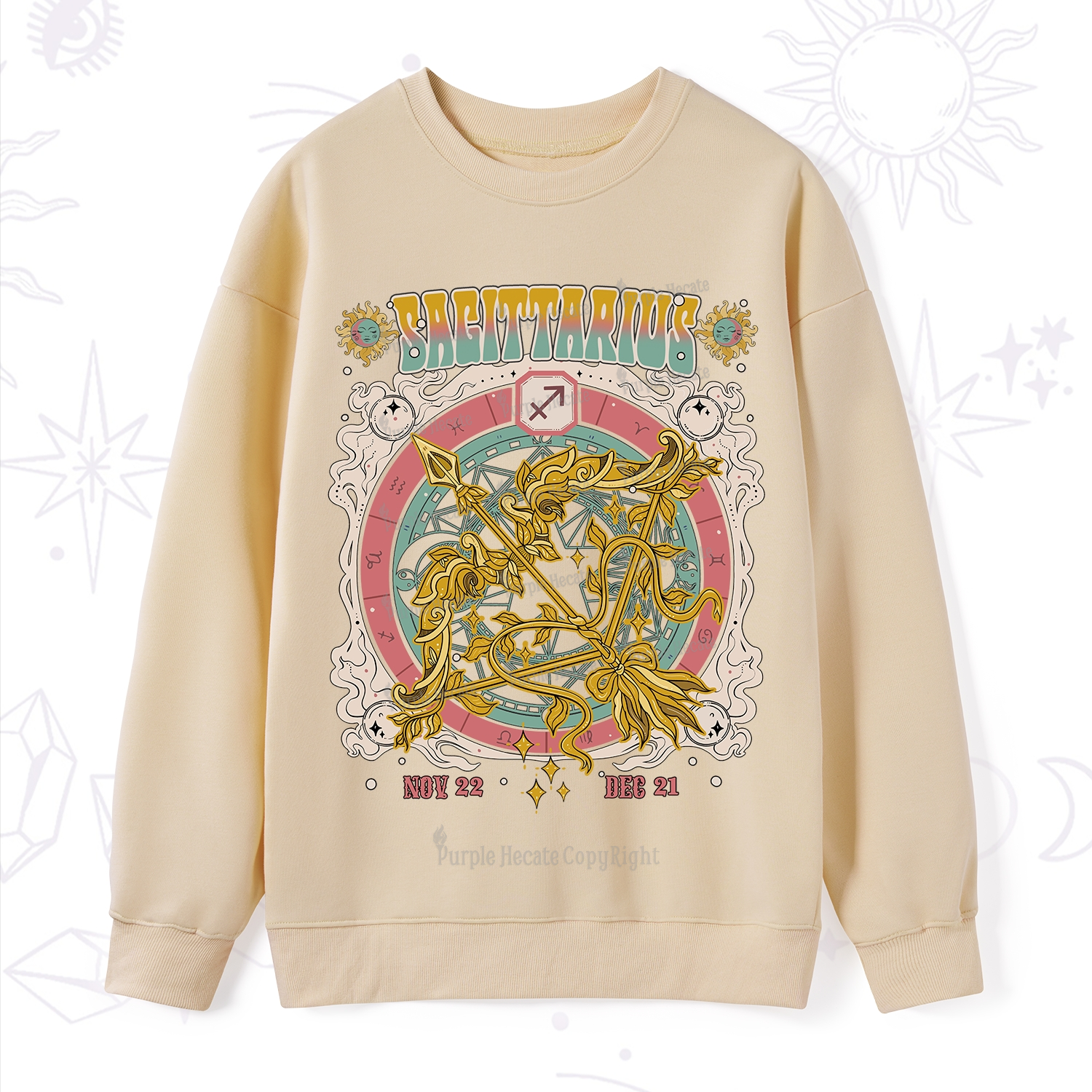 Purplehecate Sagittarius Cosmic Zodiac Sweatshirt