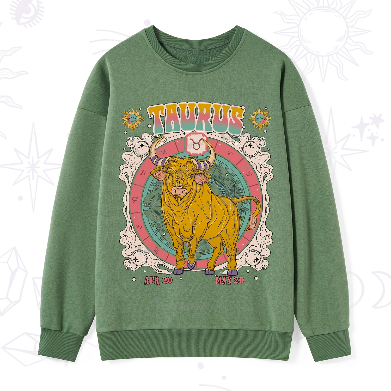 Purplehecate Taurus Cosmic Zodiac  Sweatshirt