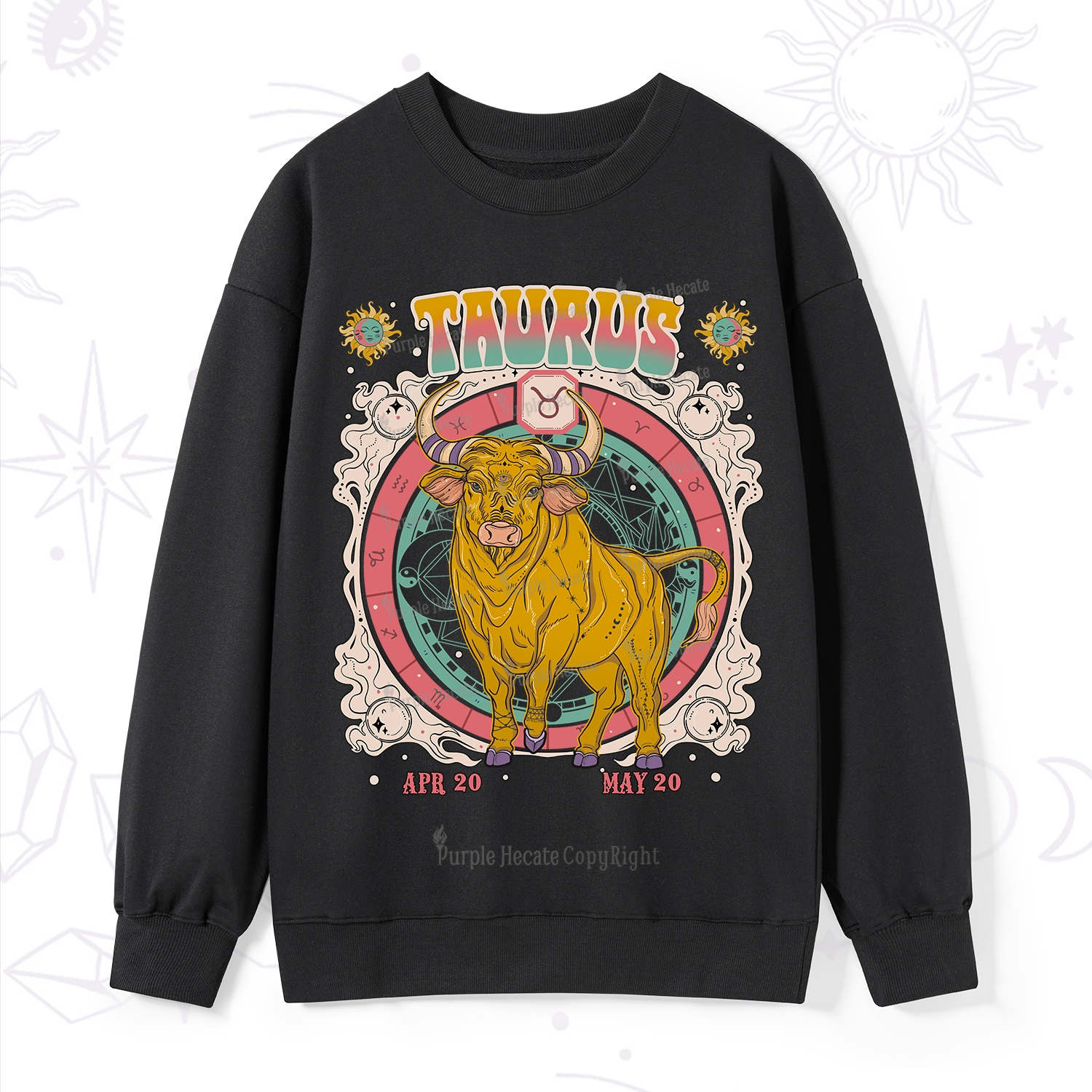 Purplehecate Taurus Cosmic Zodiac  Sweatshirt