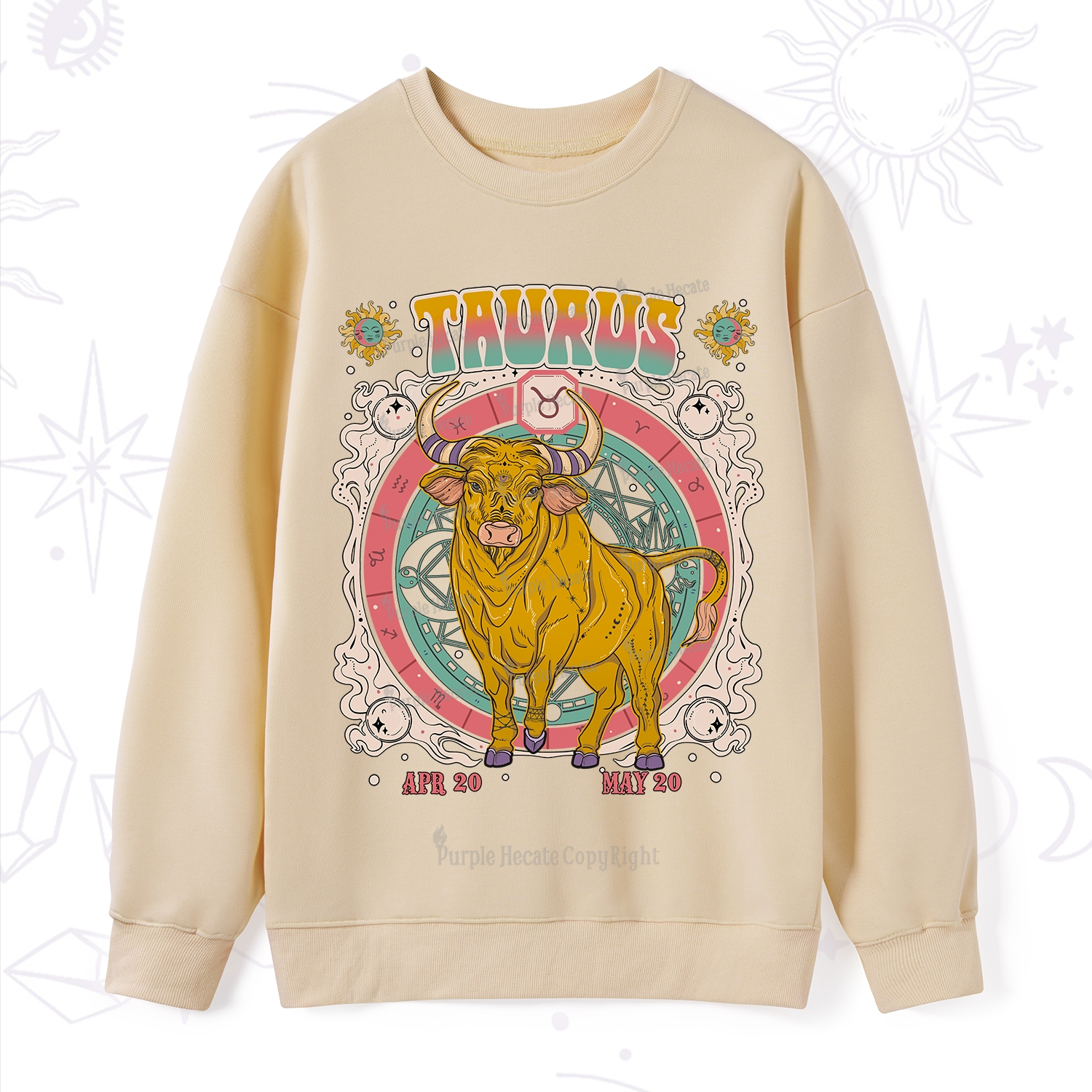 Purplehecate Taurus Cosmic Zodiac  Sweatshirt