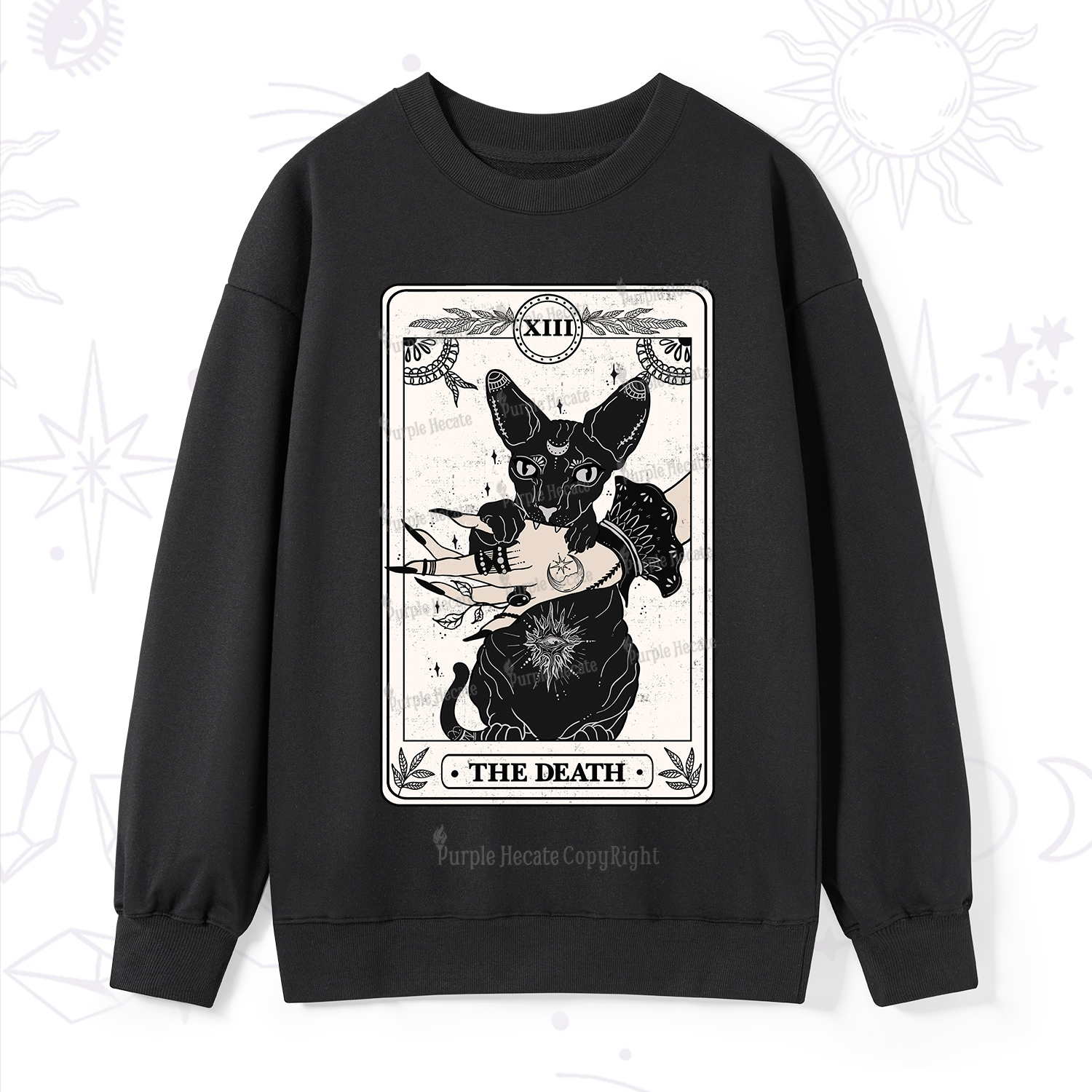 Purplehecate The Death Cat Tarot Sweatshirt