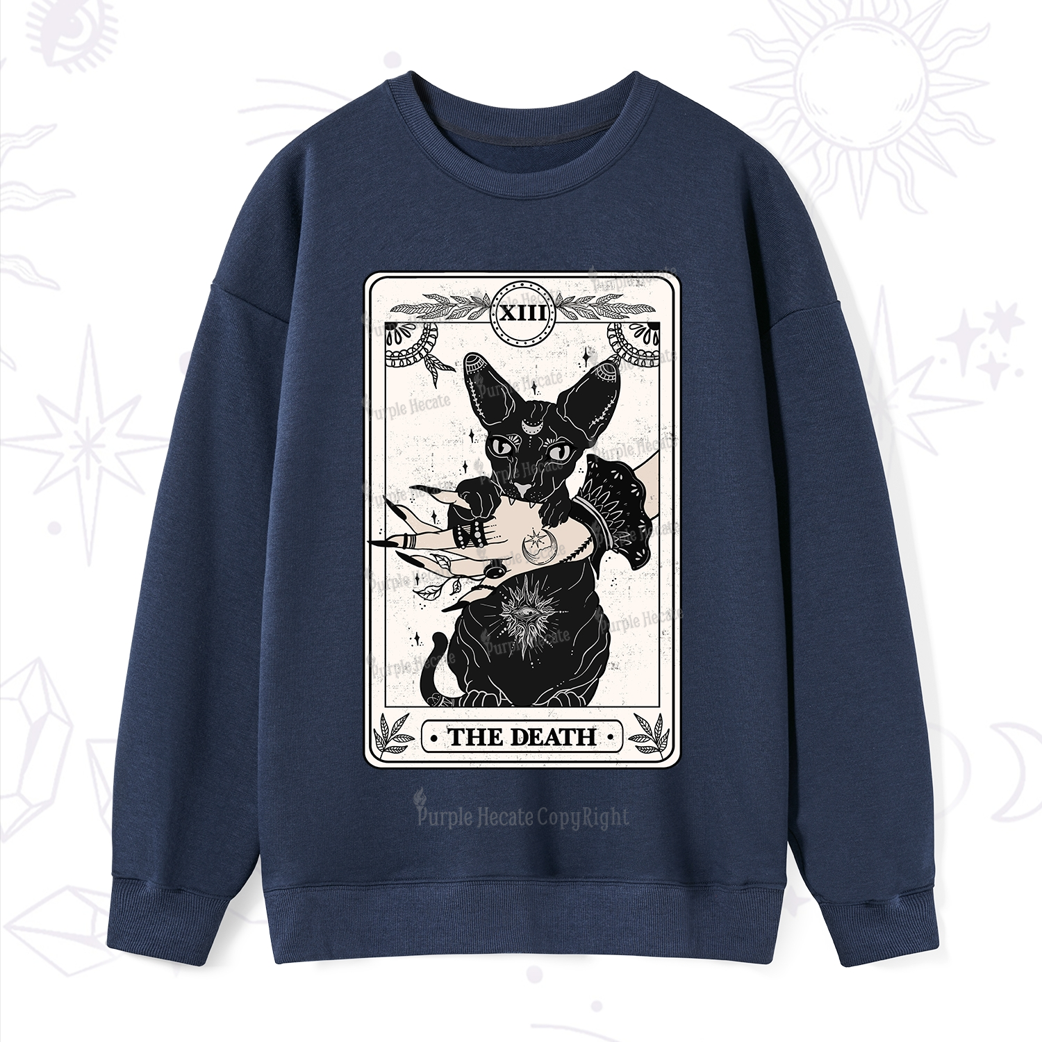 Purplehecate The Death Cat Tarot Sweatshirt