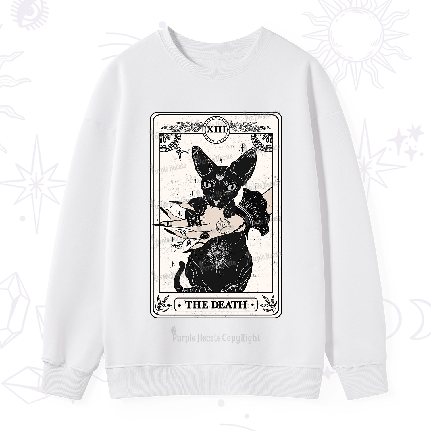 Purplehecate The Death Cat Tarot Sweatshirt