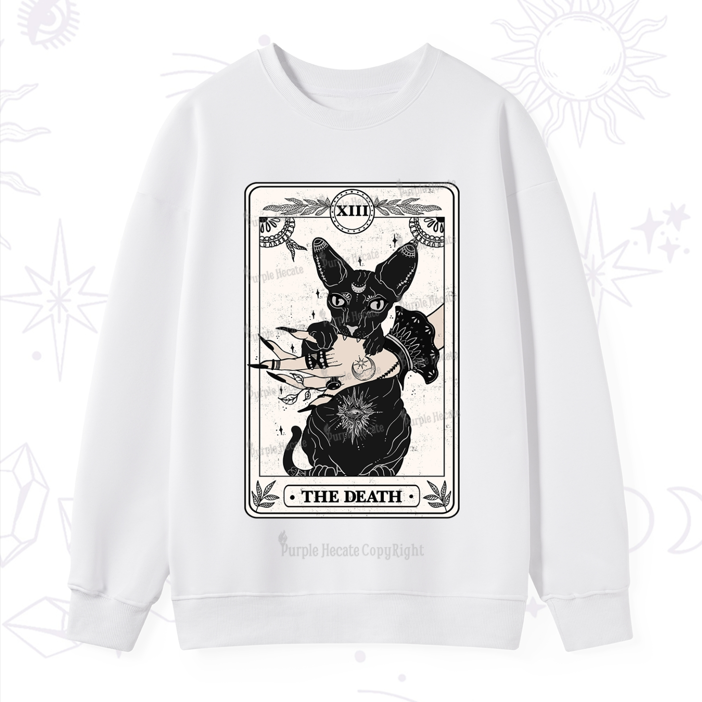 Purplehecate The Death Cat Tarot Sweatshirt