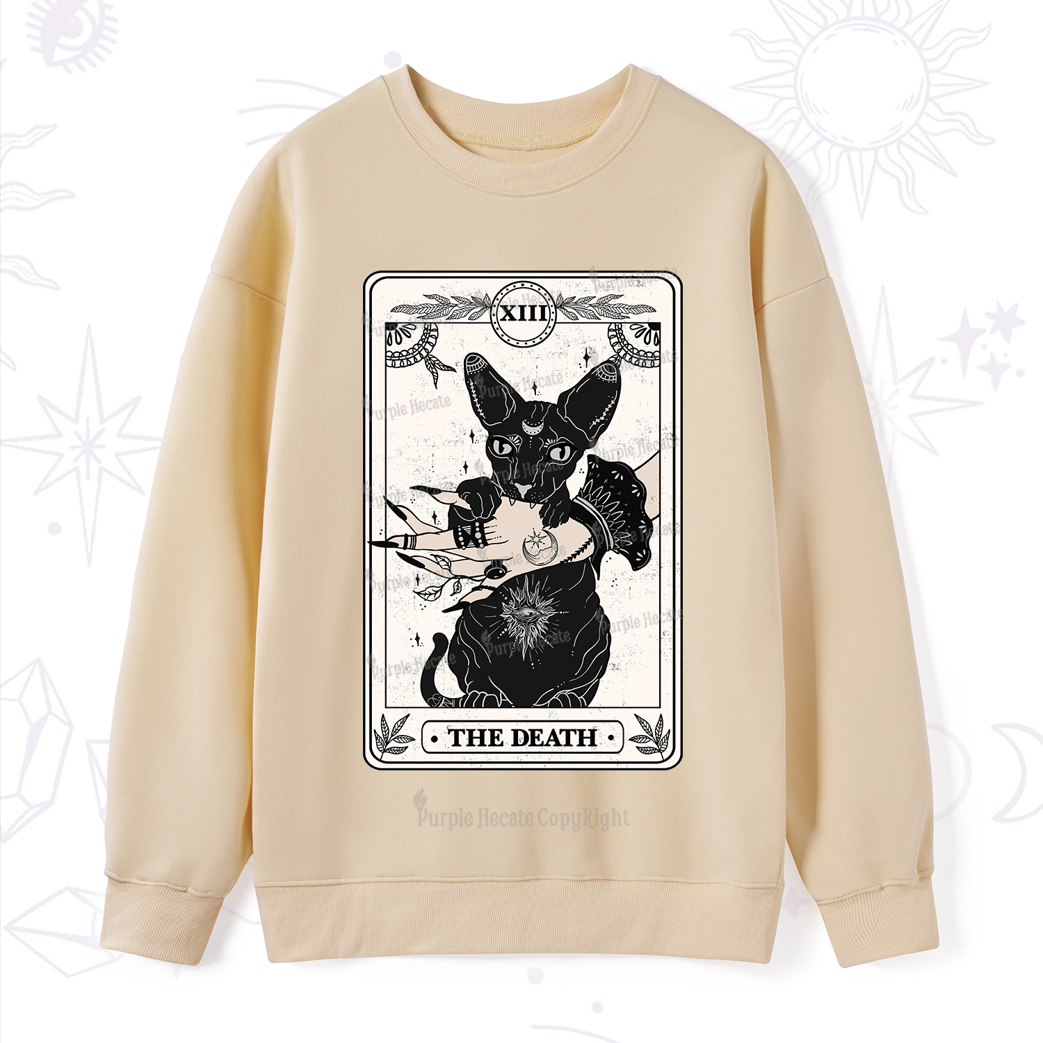 Purplehecate The Death Cat Tarot Sweatshirt