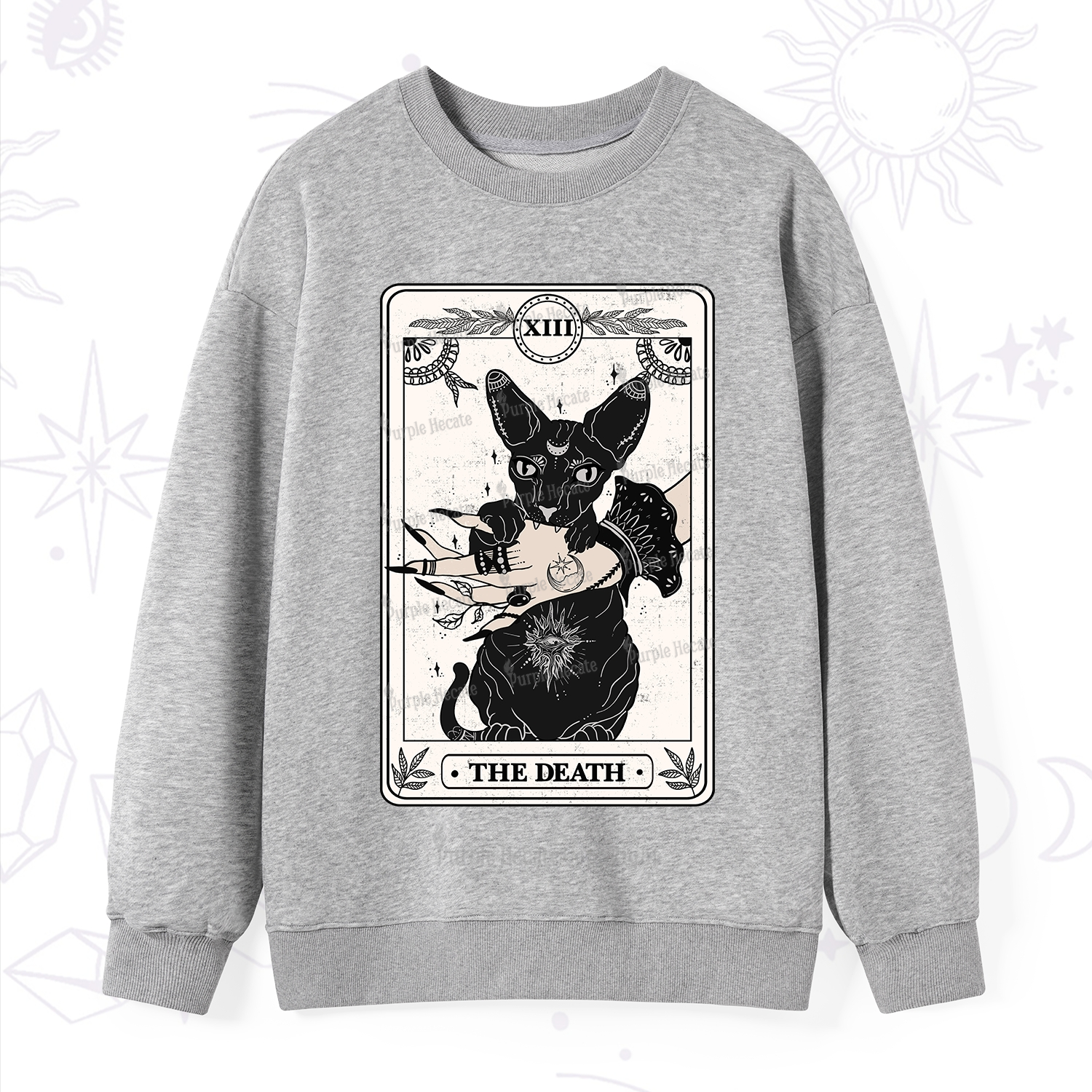 Purplehecate The Death Cat Tarot Sweatshirt