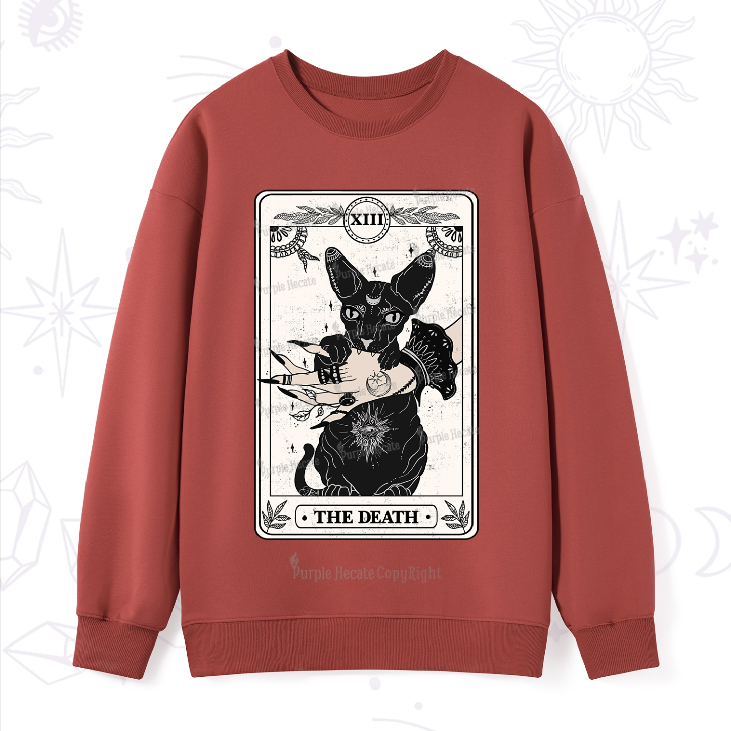 Purplehecate The Death Cat Tarot Sweatshirt