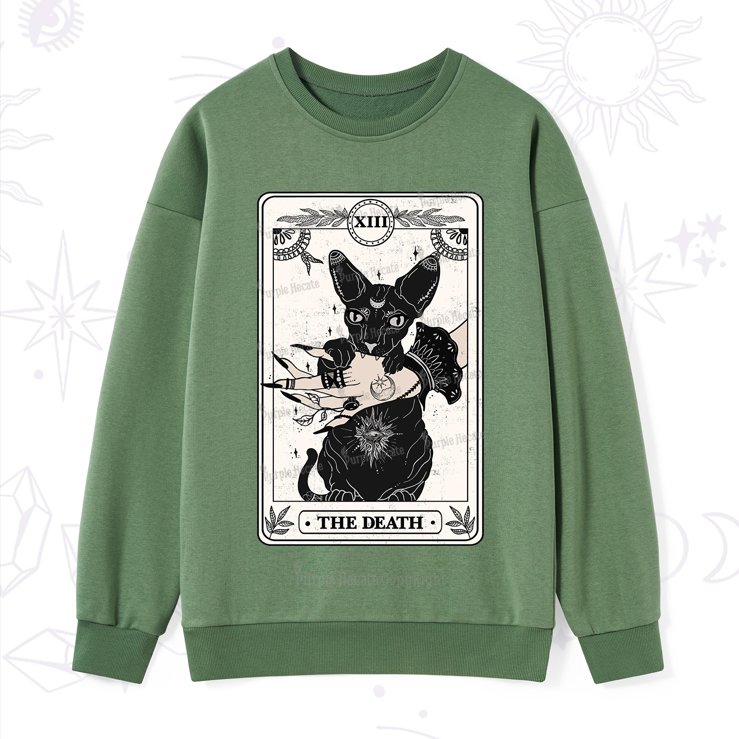 Purplehecate The Death Cat Tarot Sweatshirt