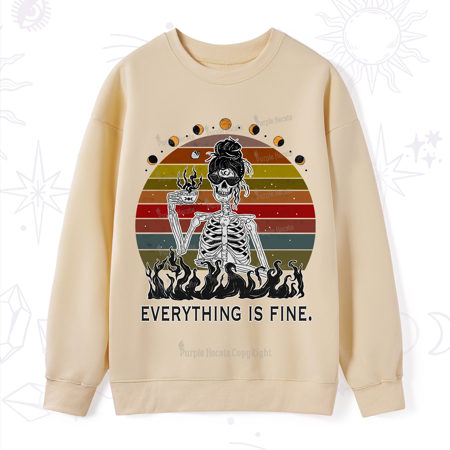 Purplehecate Everything Is Fine Skeleton Sweatshirt