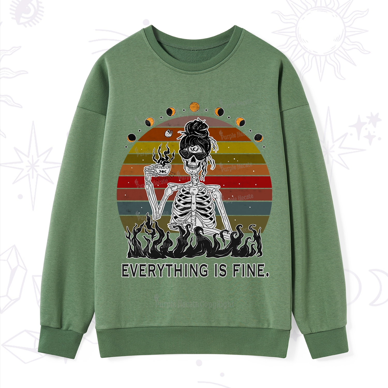 Purplehecate Everything Is Fine Skeleton Sweatshirt