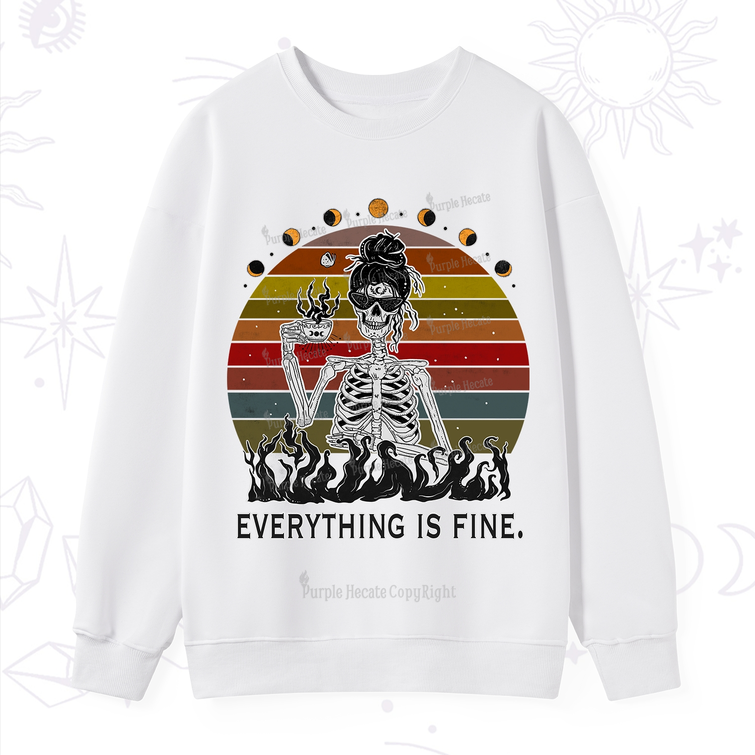 Purplehecate Everything Is Fine Skeleton Sweatshirt