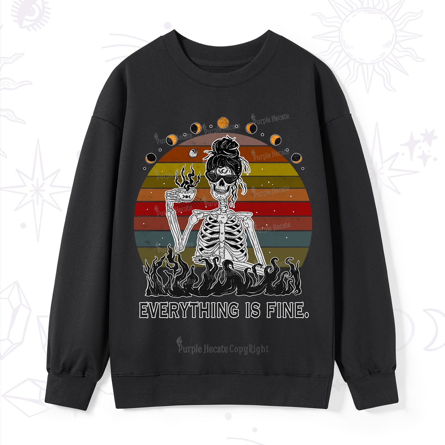 Purplehecate Everything Is Fine Skeleton Sweatshirt
