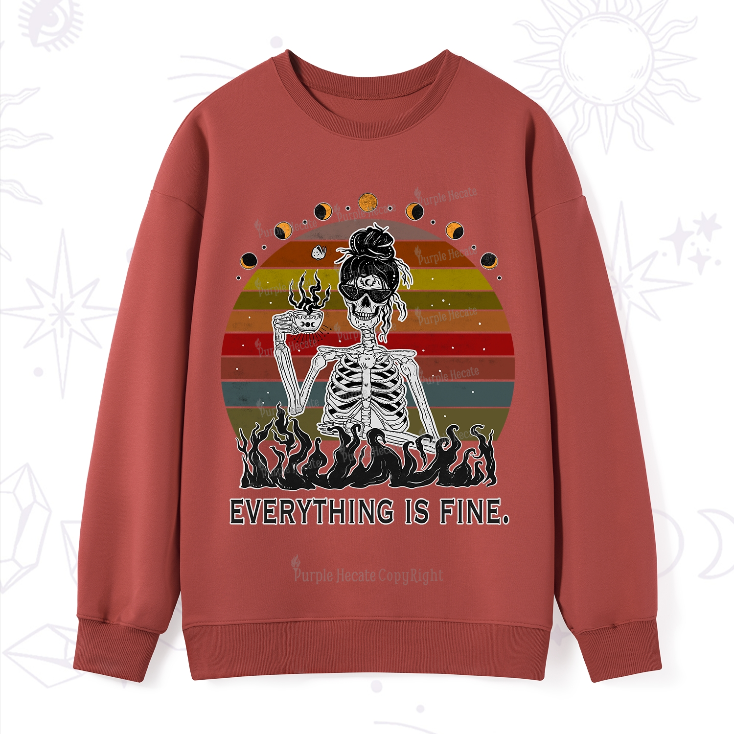Purplehecate Everything Is Fine Skeleton Sweatshirt