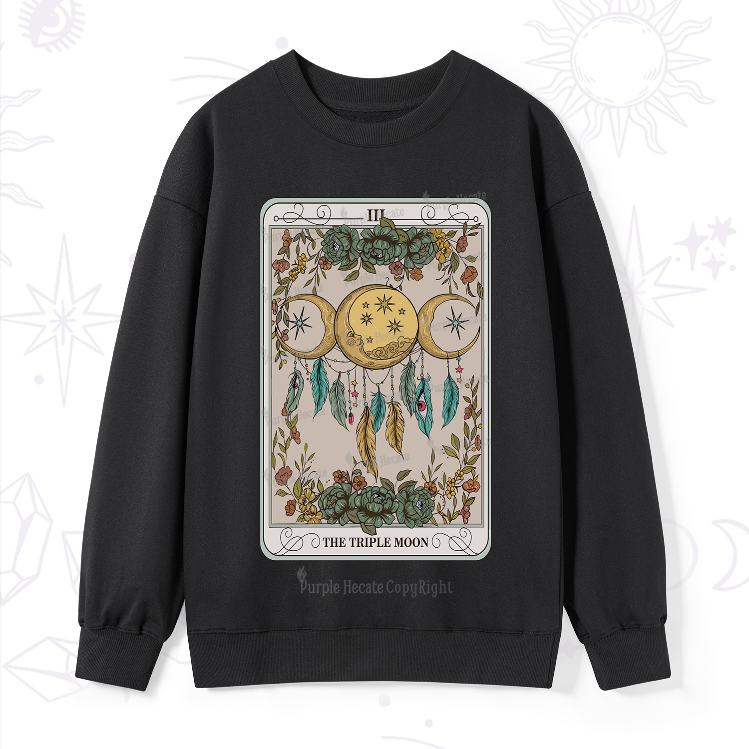 Purplehecate The Triple Moon Tarot Card Sweatshirt